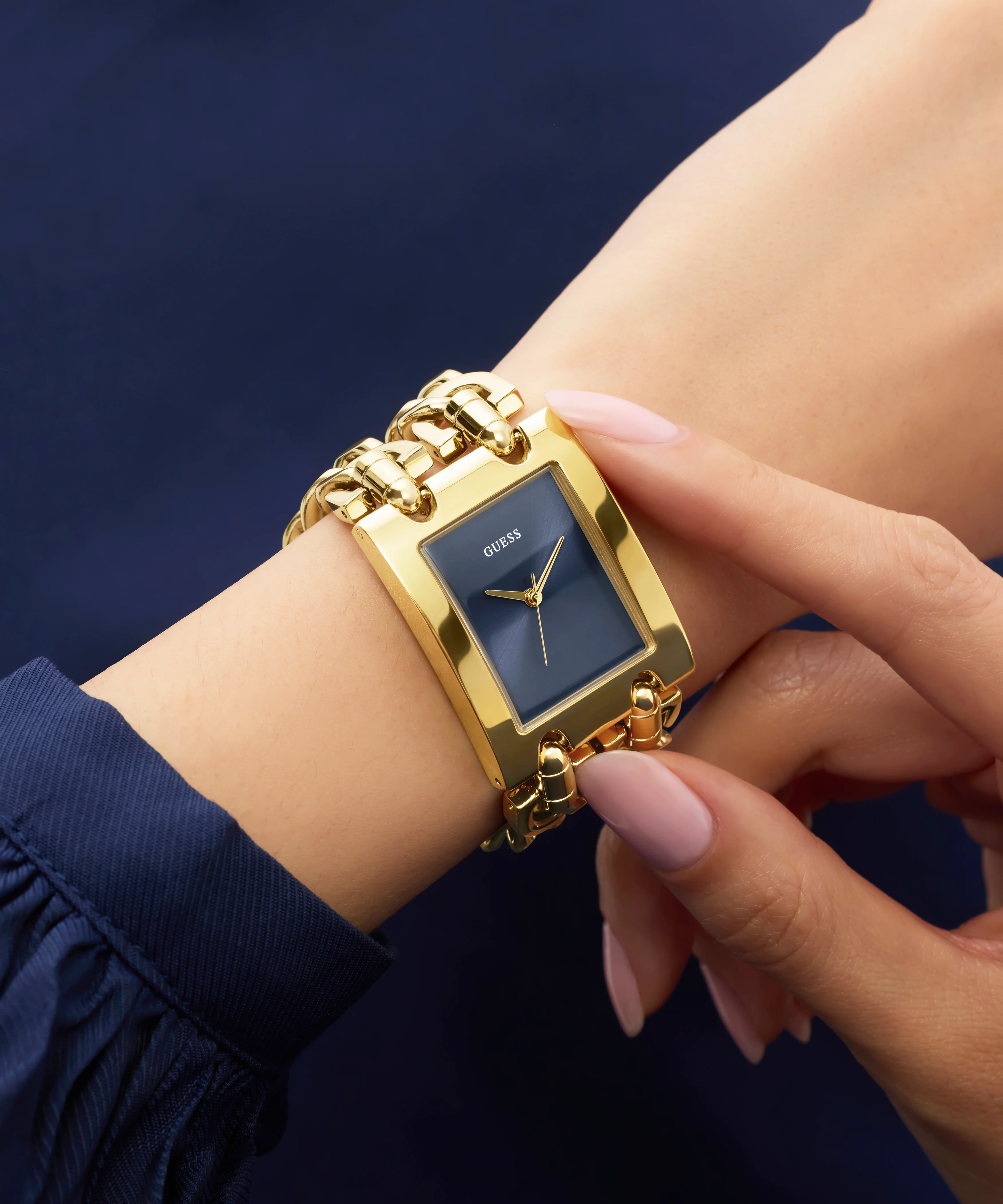 GUESS Ladies Mod Heavy Metal Gold Tone Analog Watch