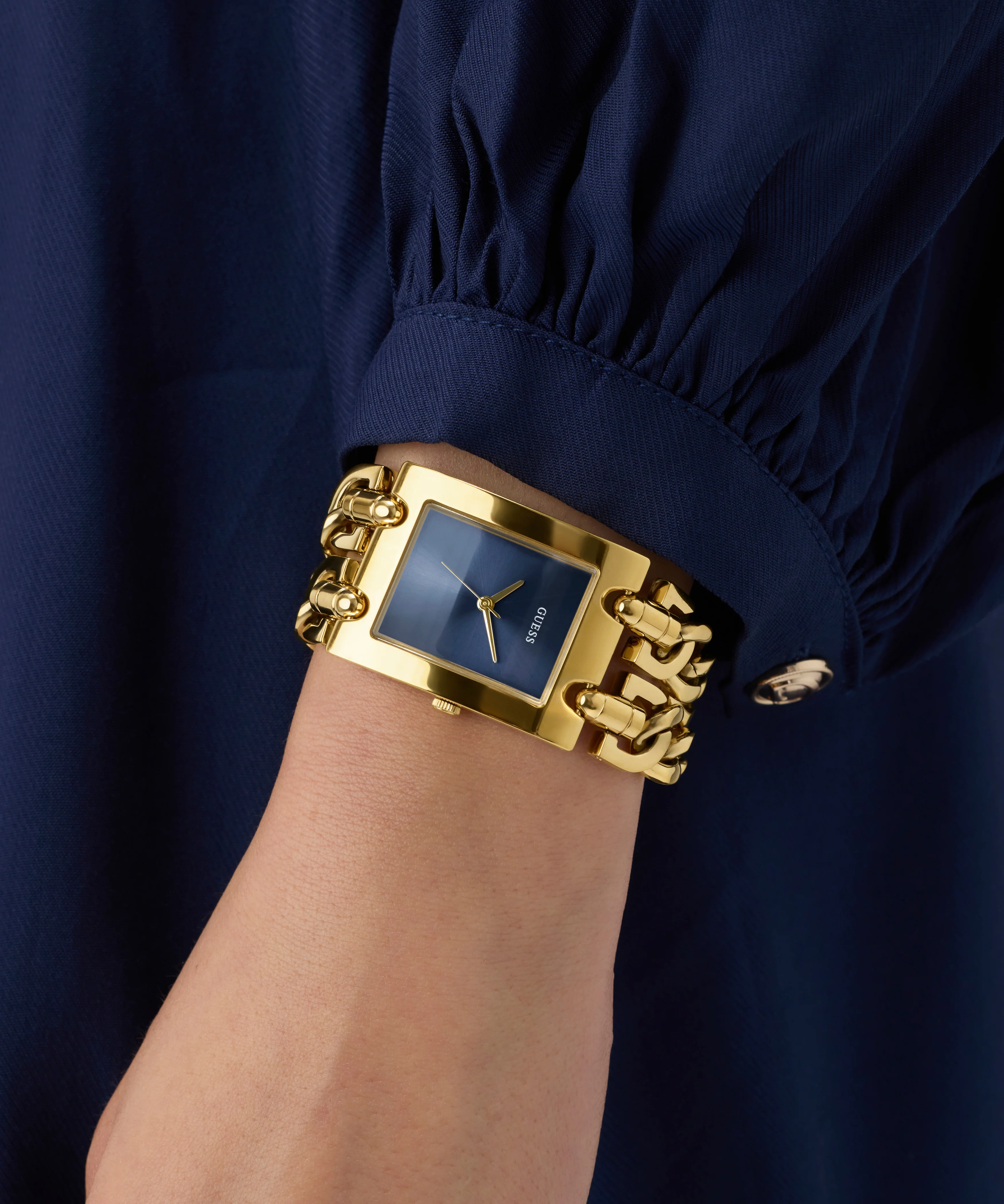 GUESS Ladies Mod Heavy Metal Gold Tone Analog Watch