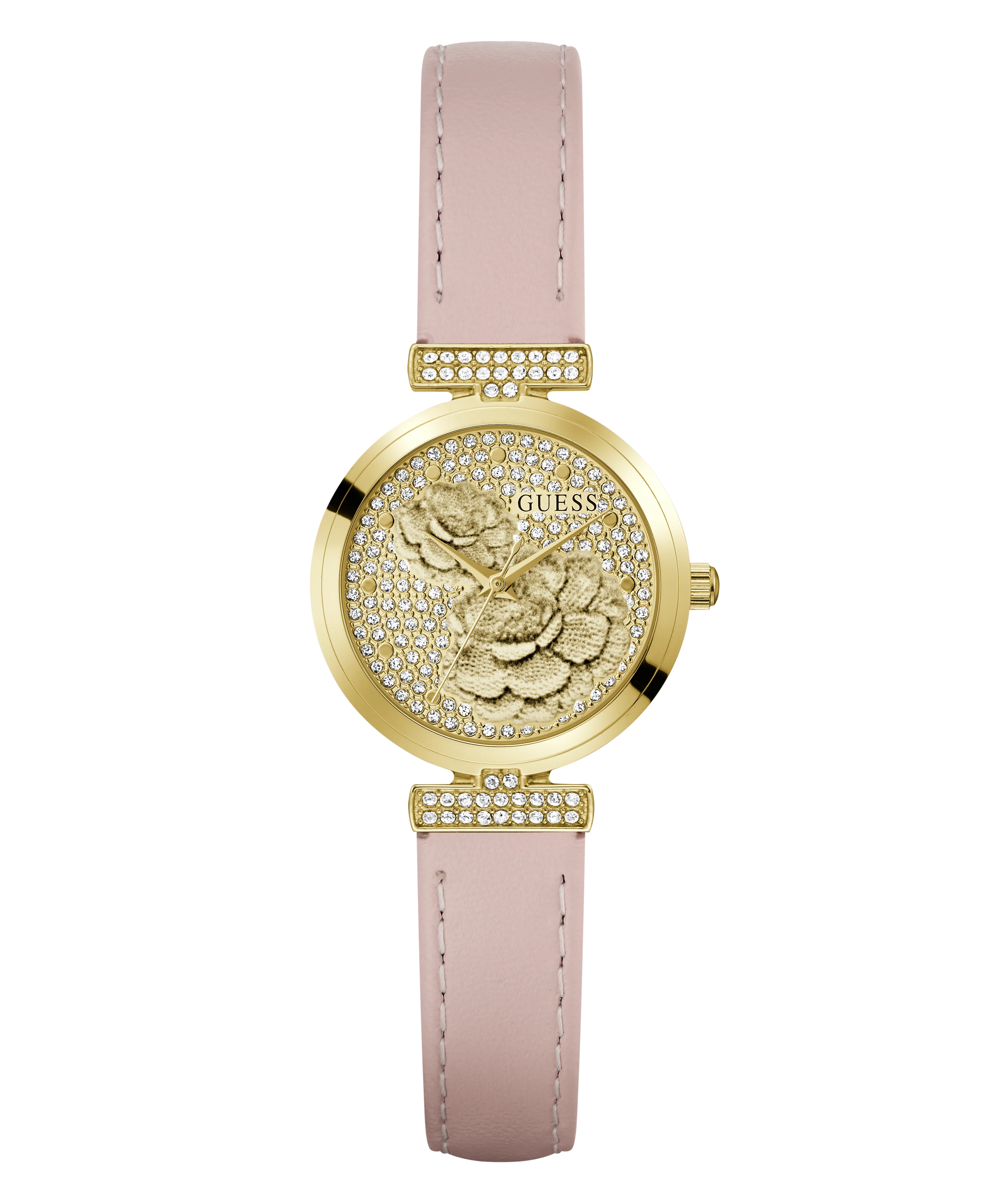 GUESS Ladies Light Pink Gold Tone Analog Watch