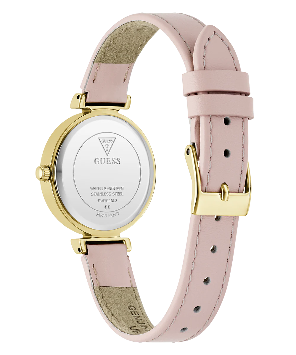 GUESS Ladies Light Pink Gold Tone Analog Watch