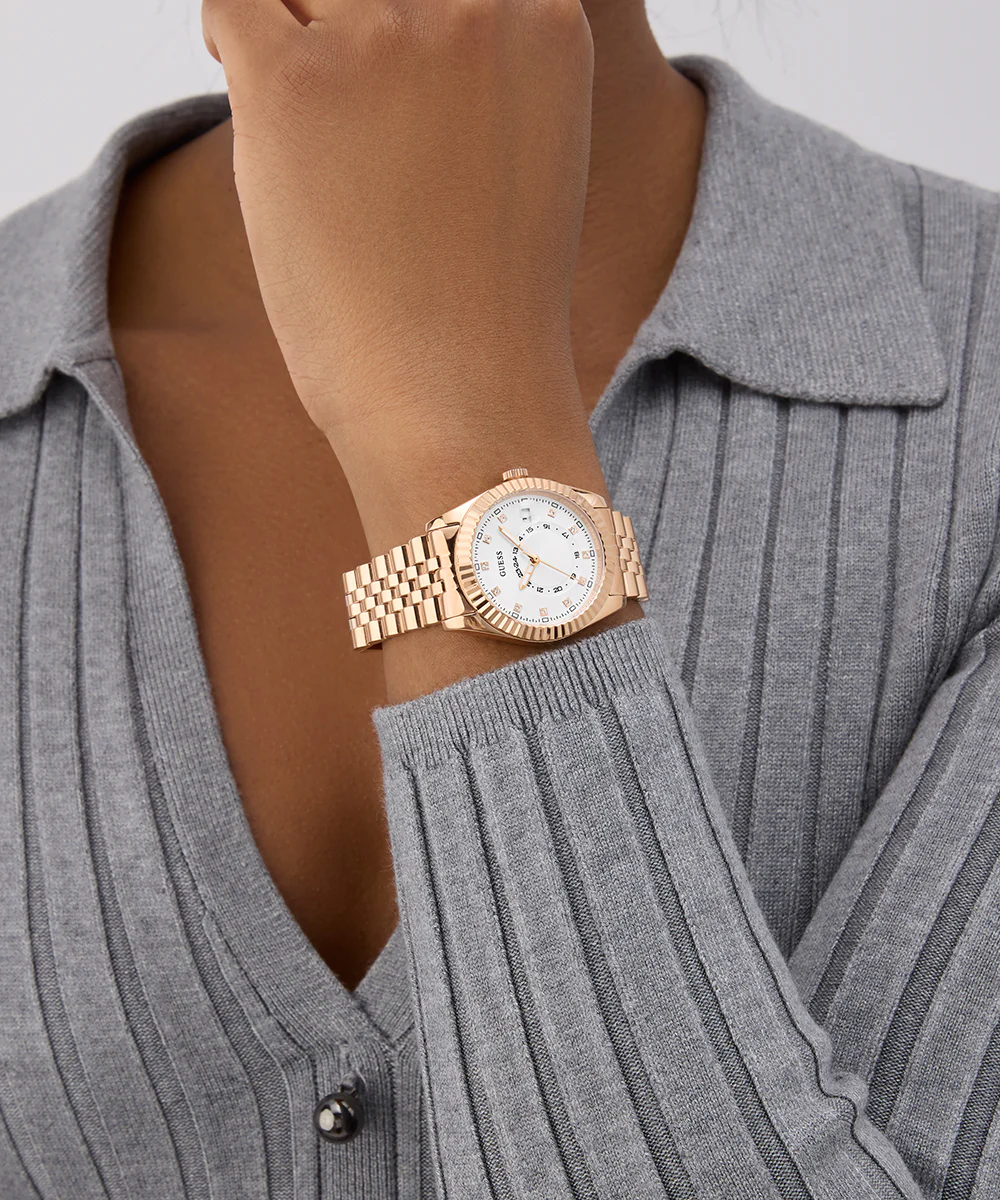 GUESS Ladies Jada Rose Gold Tone Multi-function Date Watch