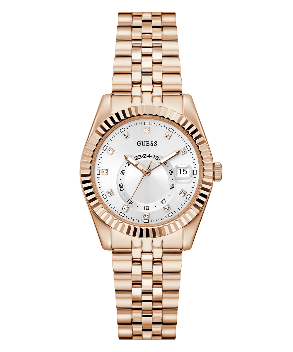 GUESS Ladies Jada Rose Gold Tone Multi-function Date Watch