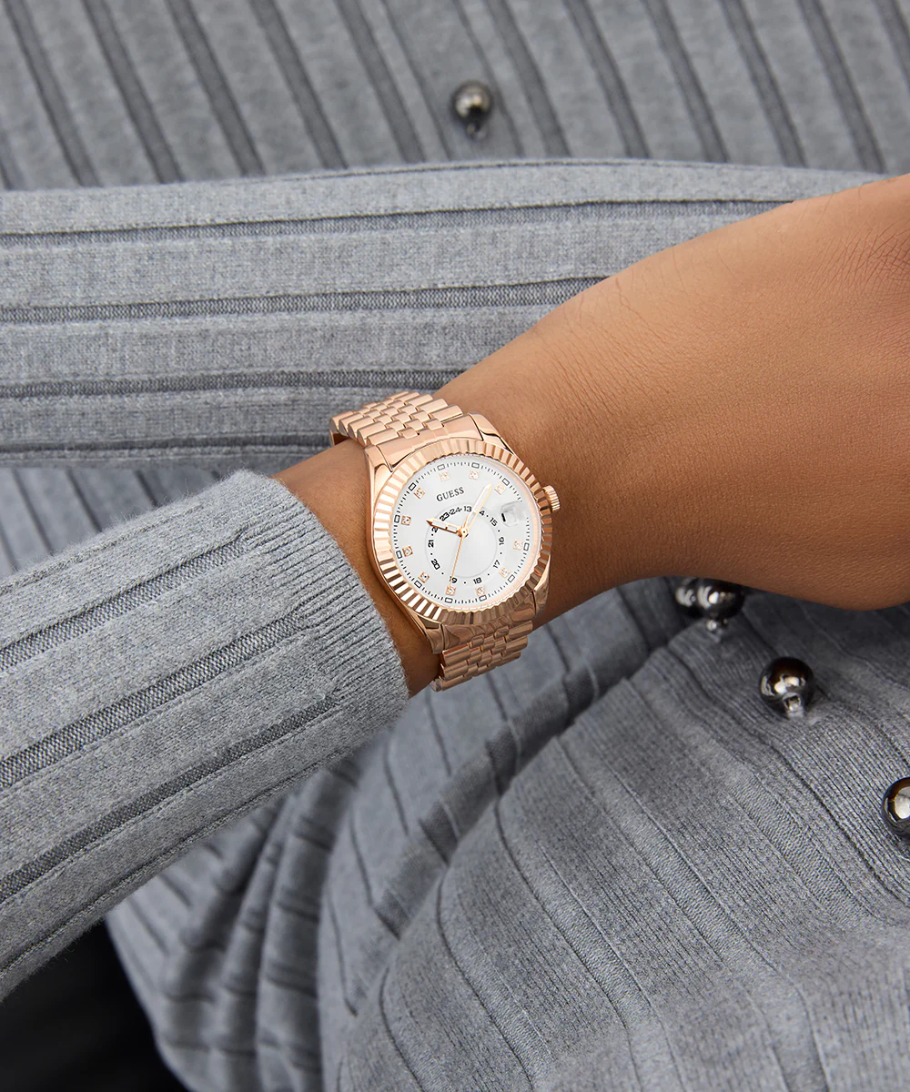 GUESS Ladies Jada Rose Gold Tone Multi-function Date Watch