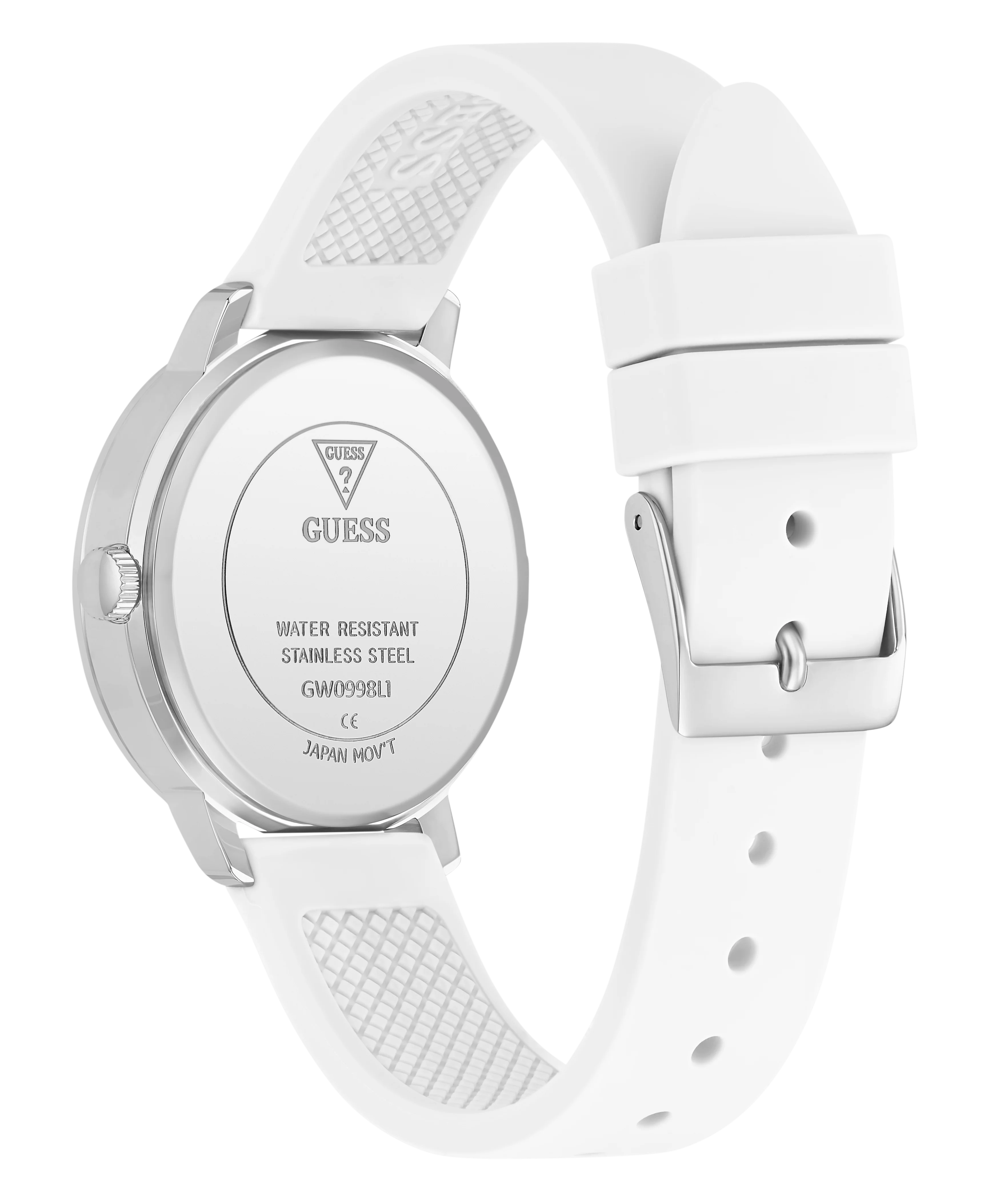 GUESS Ladies White Silver Tone Analog Watch