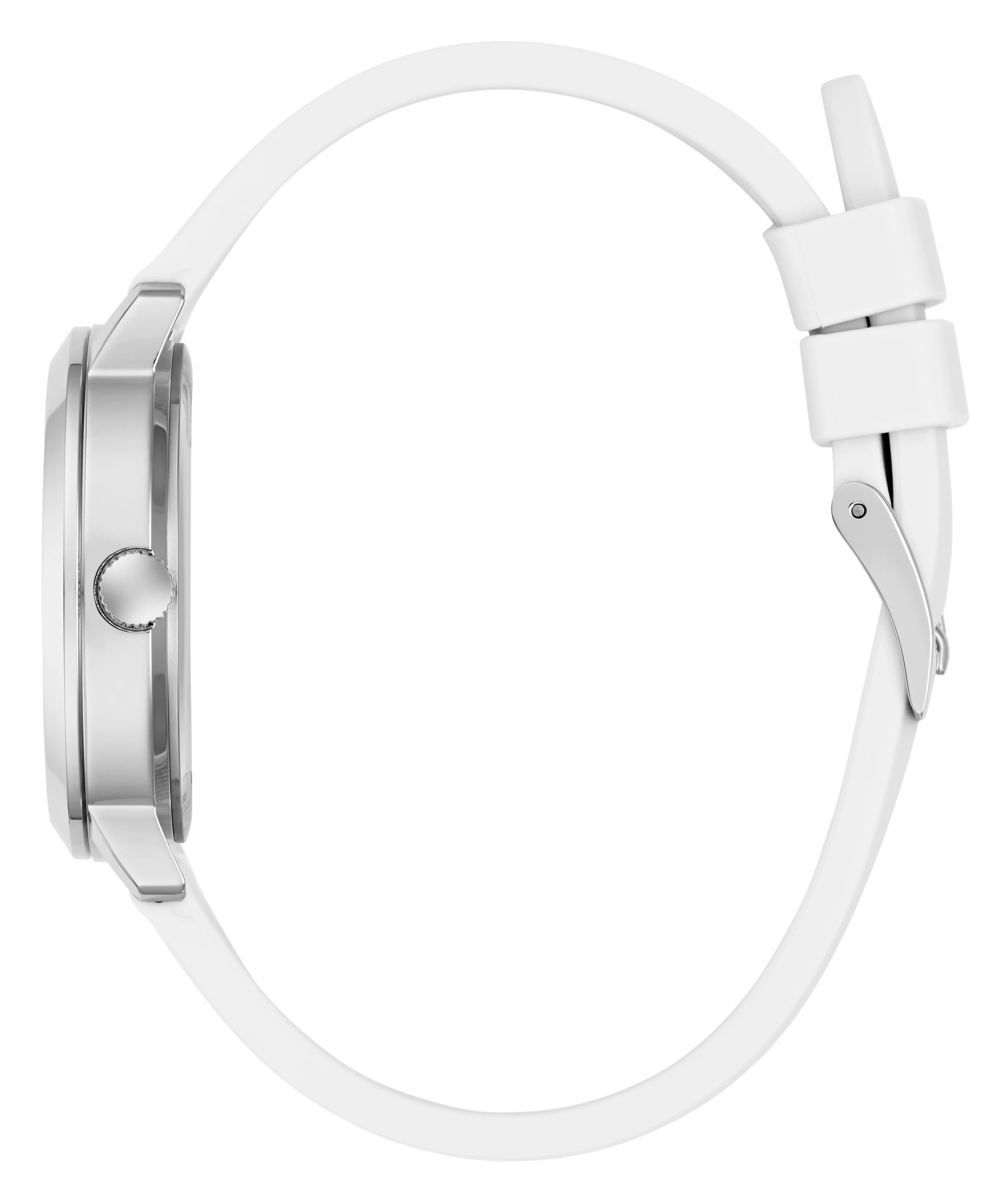 GUESS Ladies White Silver Tone Analog Watch