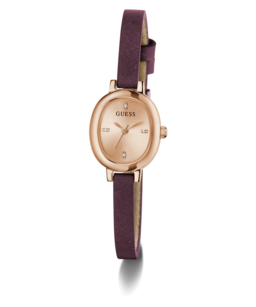 GUESS Ladies Red Rose Gold Tone Analog Watch