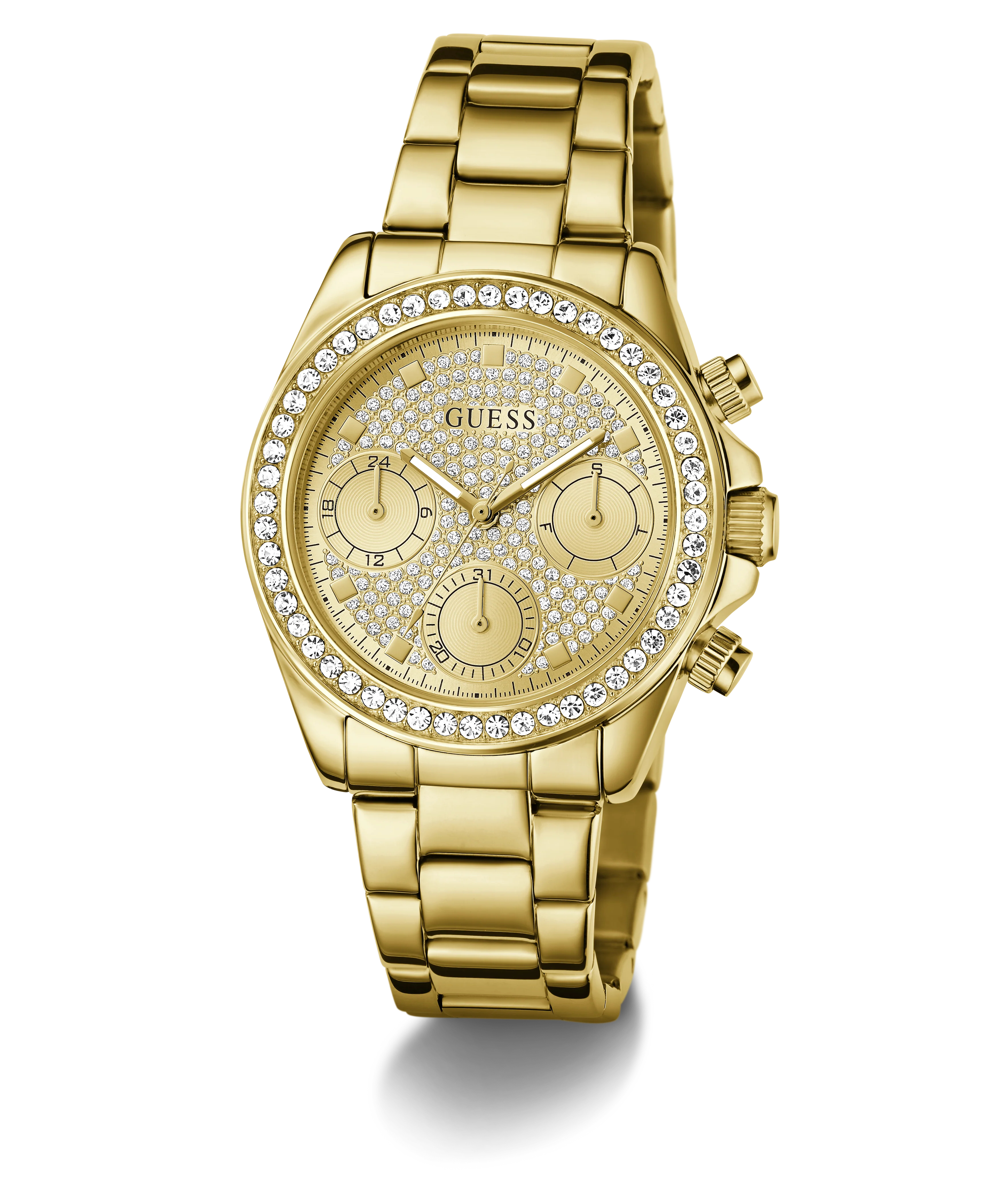 GUESS Ladies Victoria Gold Tone Multi-Function Watch