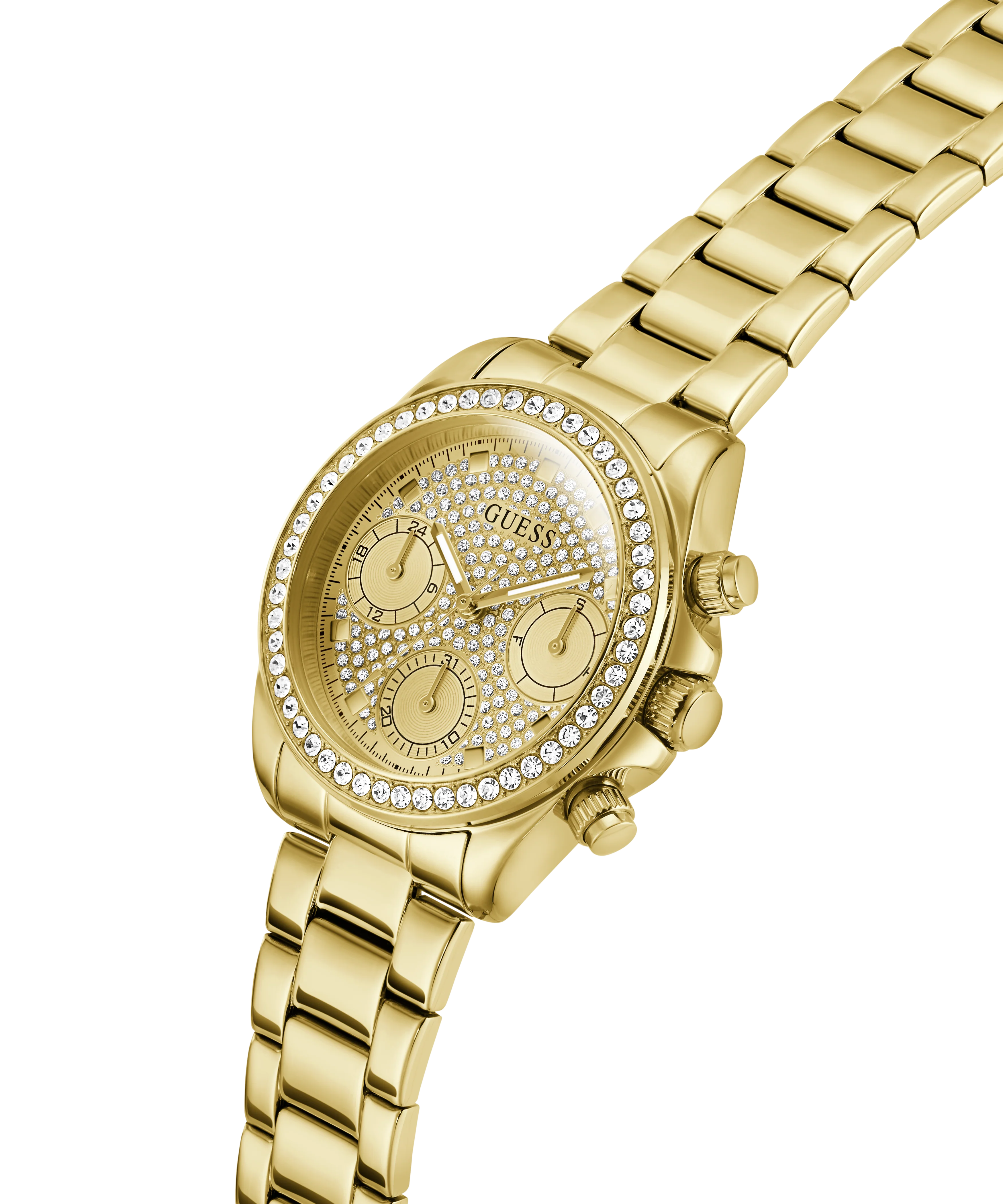GUESS Ladies Victoria Gold Tone Multi-Function Watch