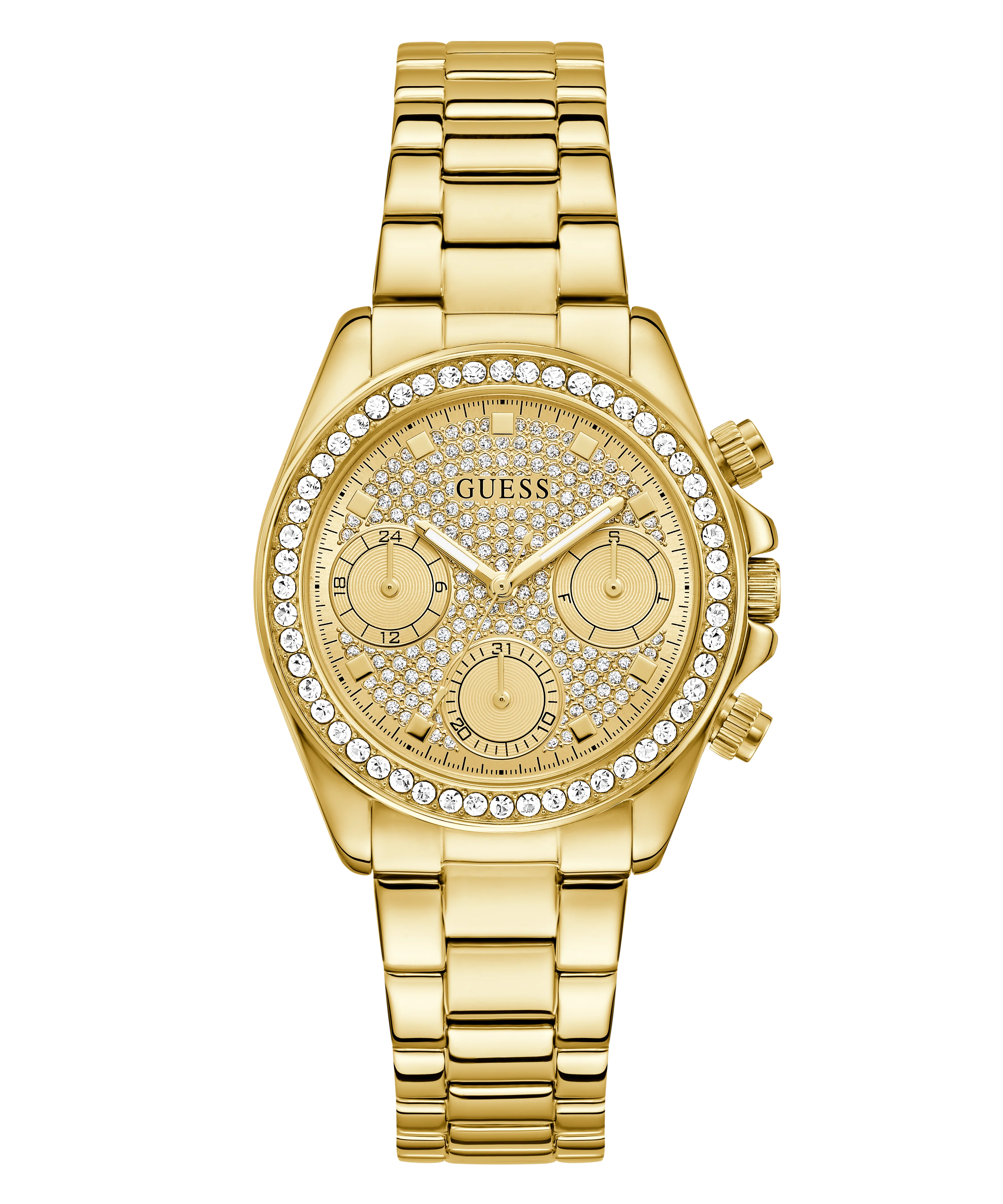 GUESS Ladies Victoria Gold Tone Multi-Function Watch