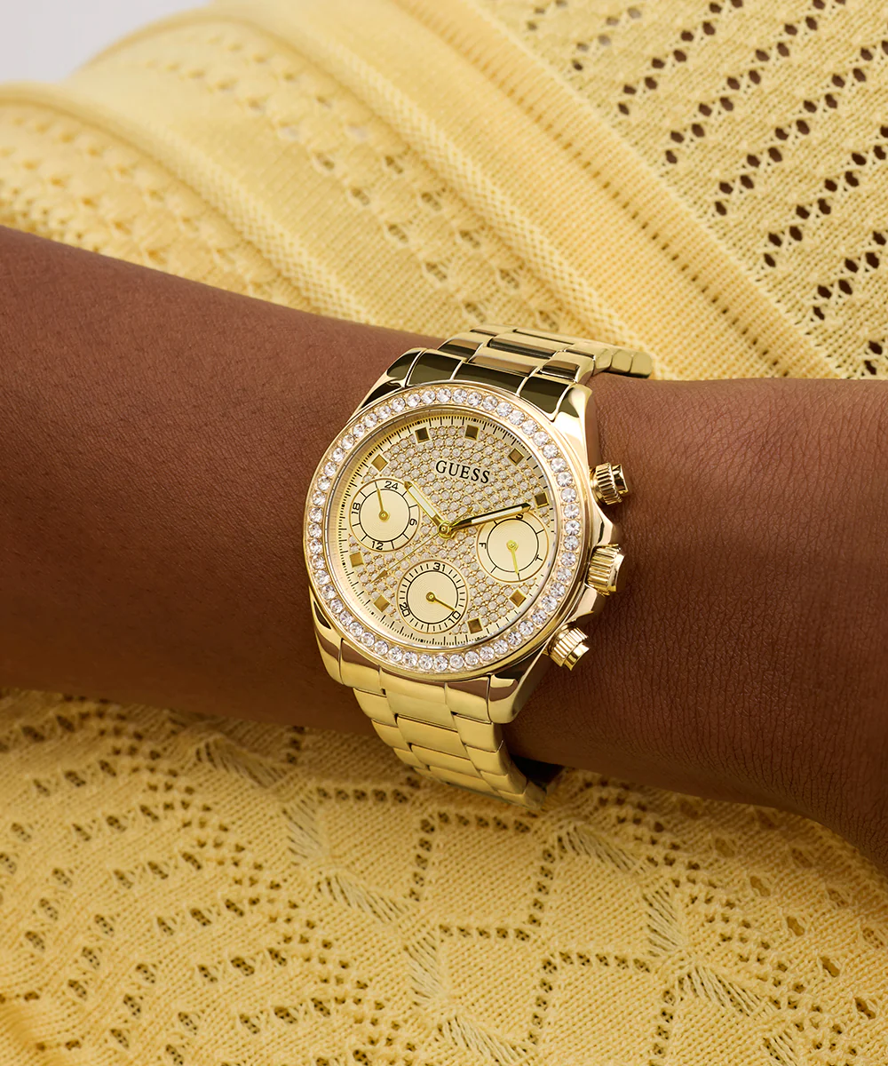 GUESS Ladies Victoria Gold Tone Multi-Function Watch