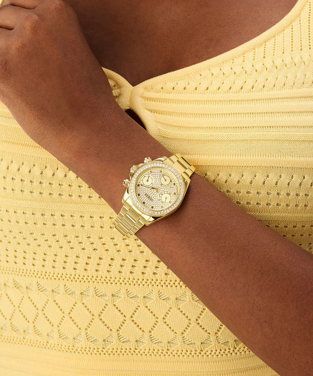 GUESS Ladies Victoria Gold Tone Multi-Function Watch