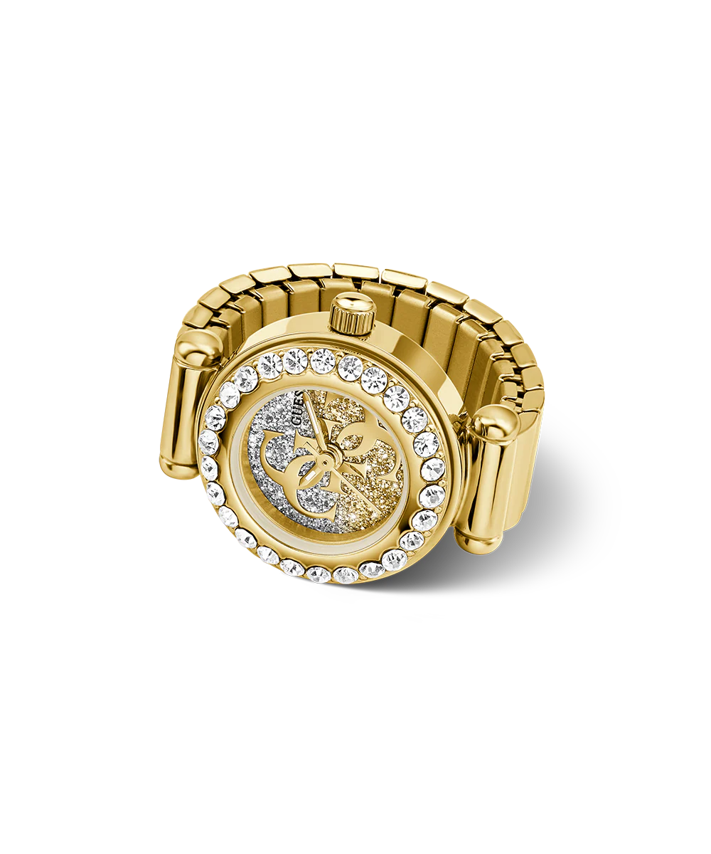 GUESS Ladies Small Anna Gold Tone Analog Watch Ring