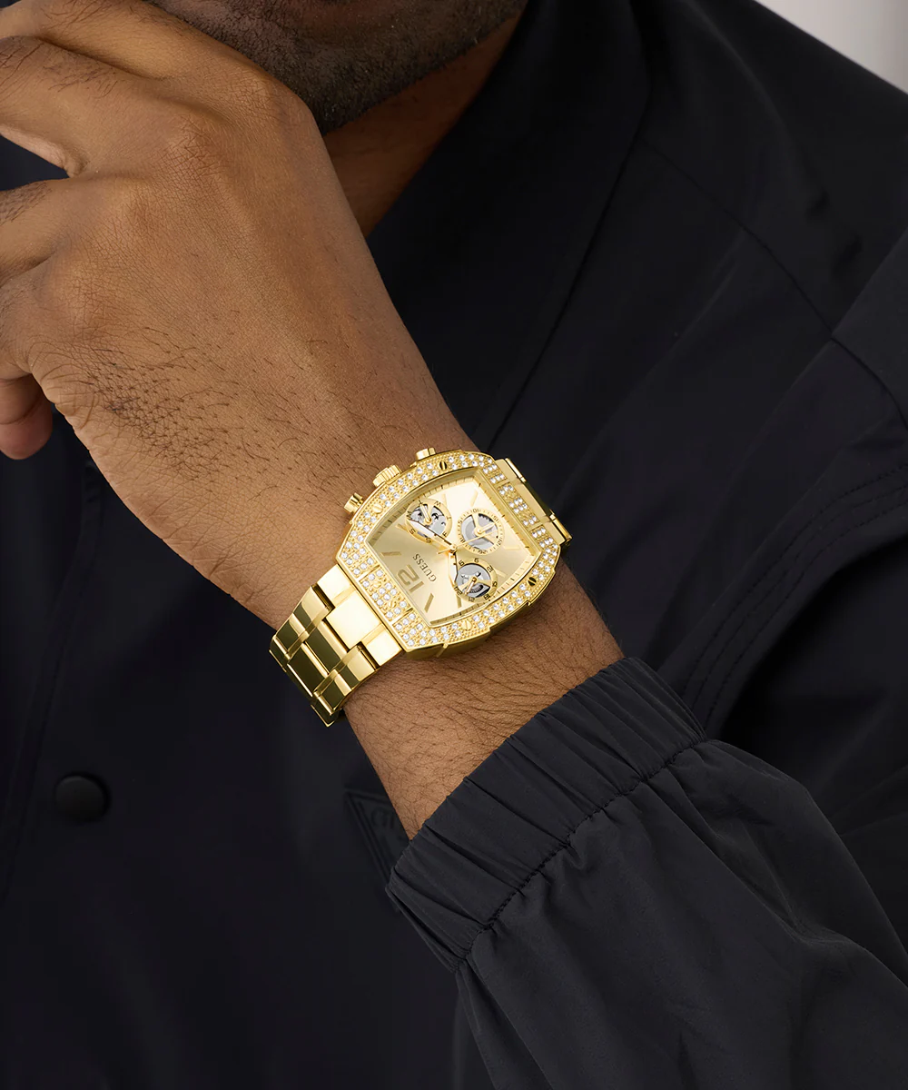 GUESS Mens Gold Tone Analog Watch