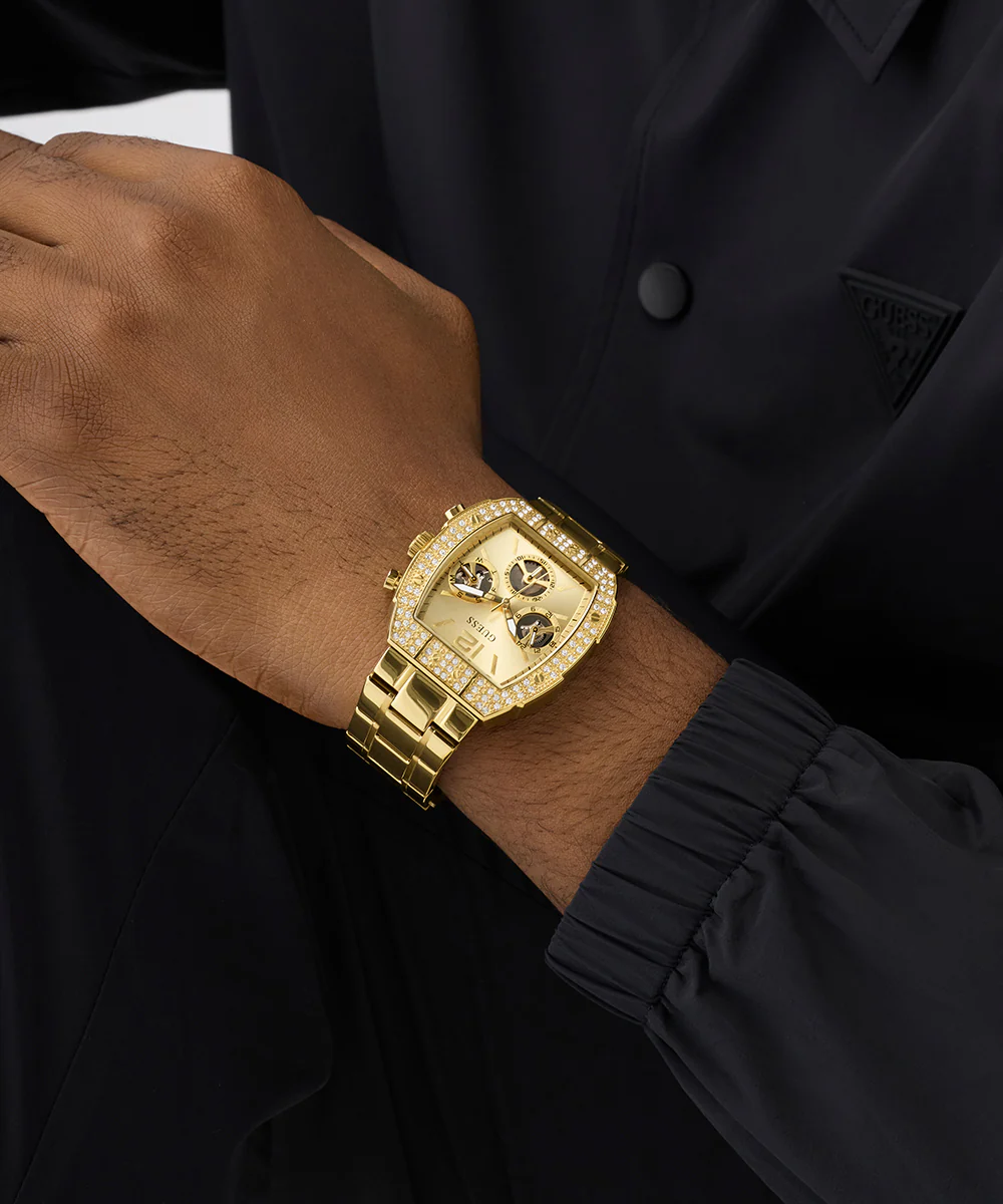 GUESS Mens Gold Tone Analog Watch