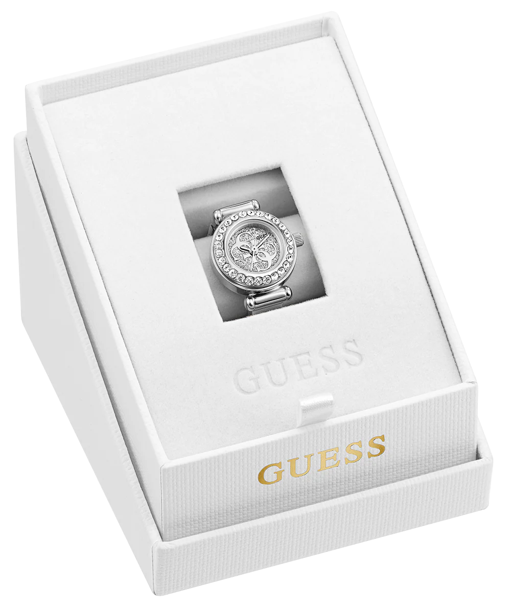 GUESS Ladies Small Anna Silver Tone Analog Watch Ring
