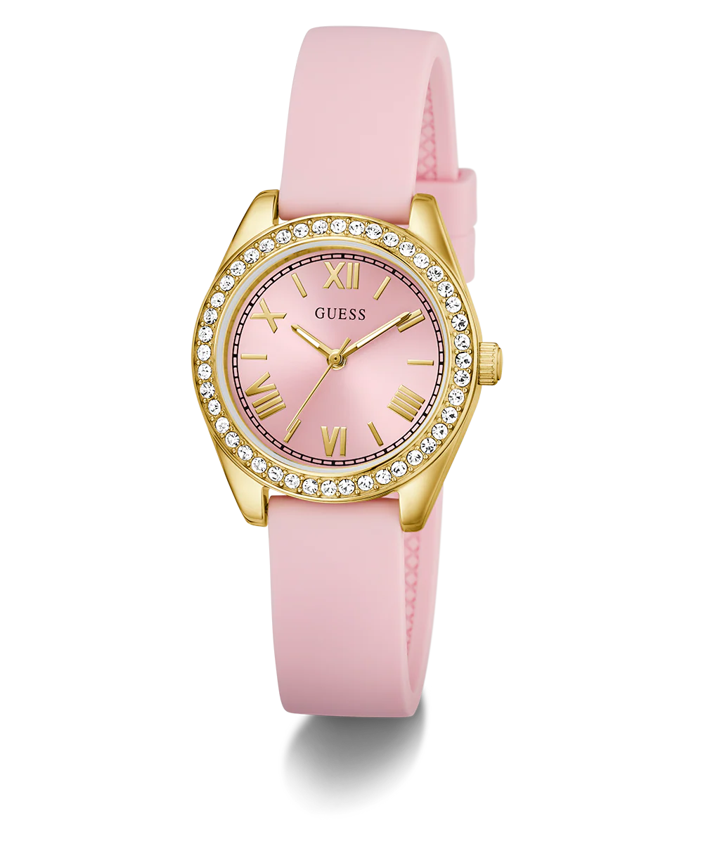 GUESS Ladies Mini Luna Pink Gold Tone Analog Watch