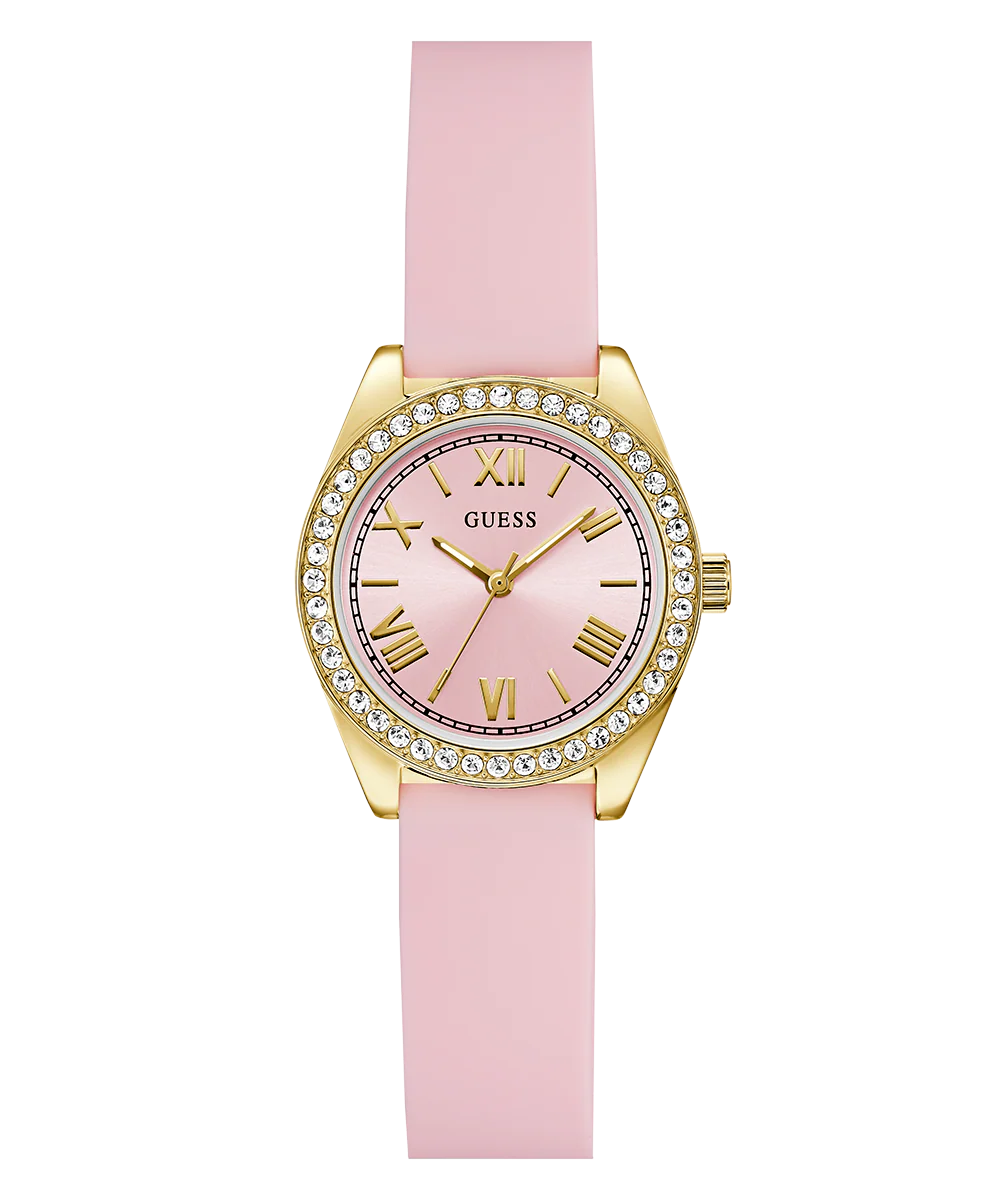 GUESS Ladies Mini Luna Pink Gold Tone Analog Watch