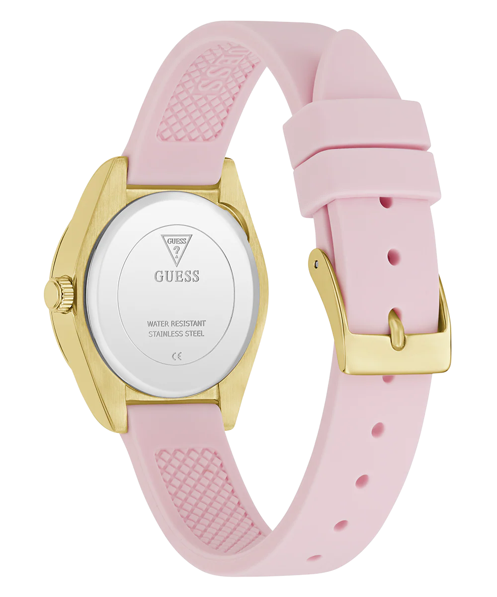 GUESS Ladies Mini Luna Pink Gold Tone Analog Watch