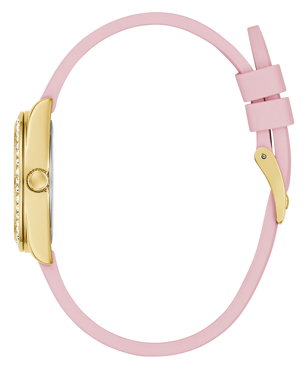GUESS Ladies Mini Luna Pink Gold Tone Analog Watch