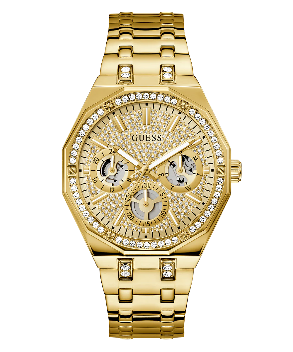 GUESS Mens Gold Tone Multi-function Watch