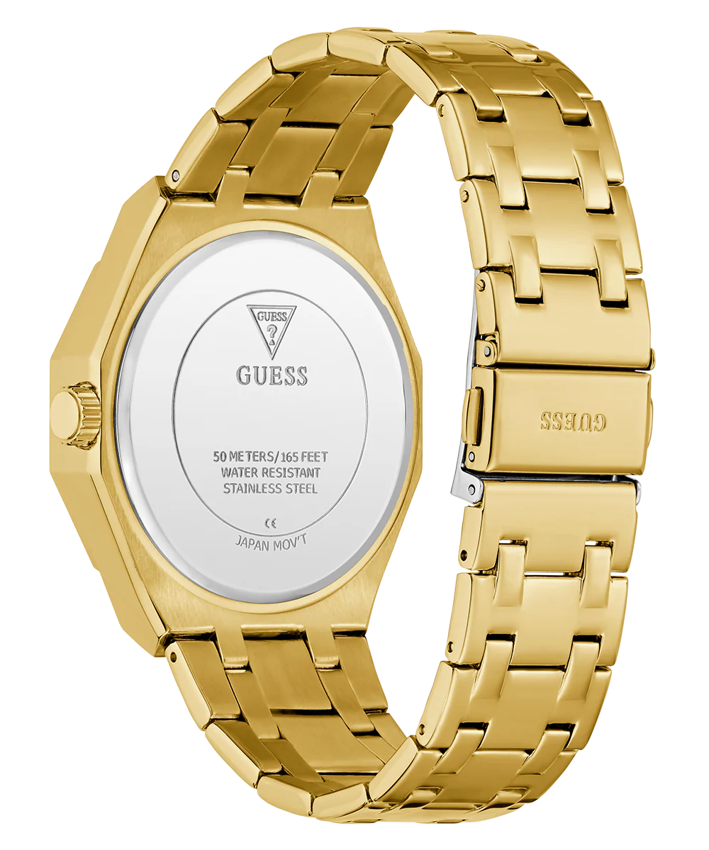 GUESS Mens Gold Tone Multi-function Watch
