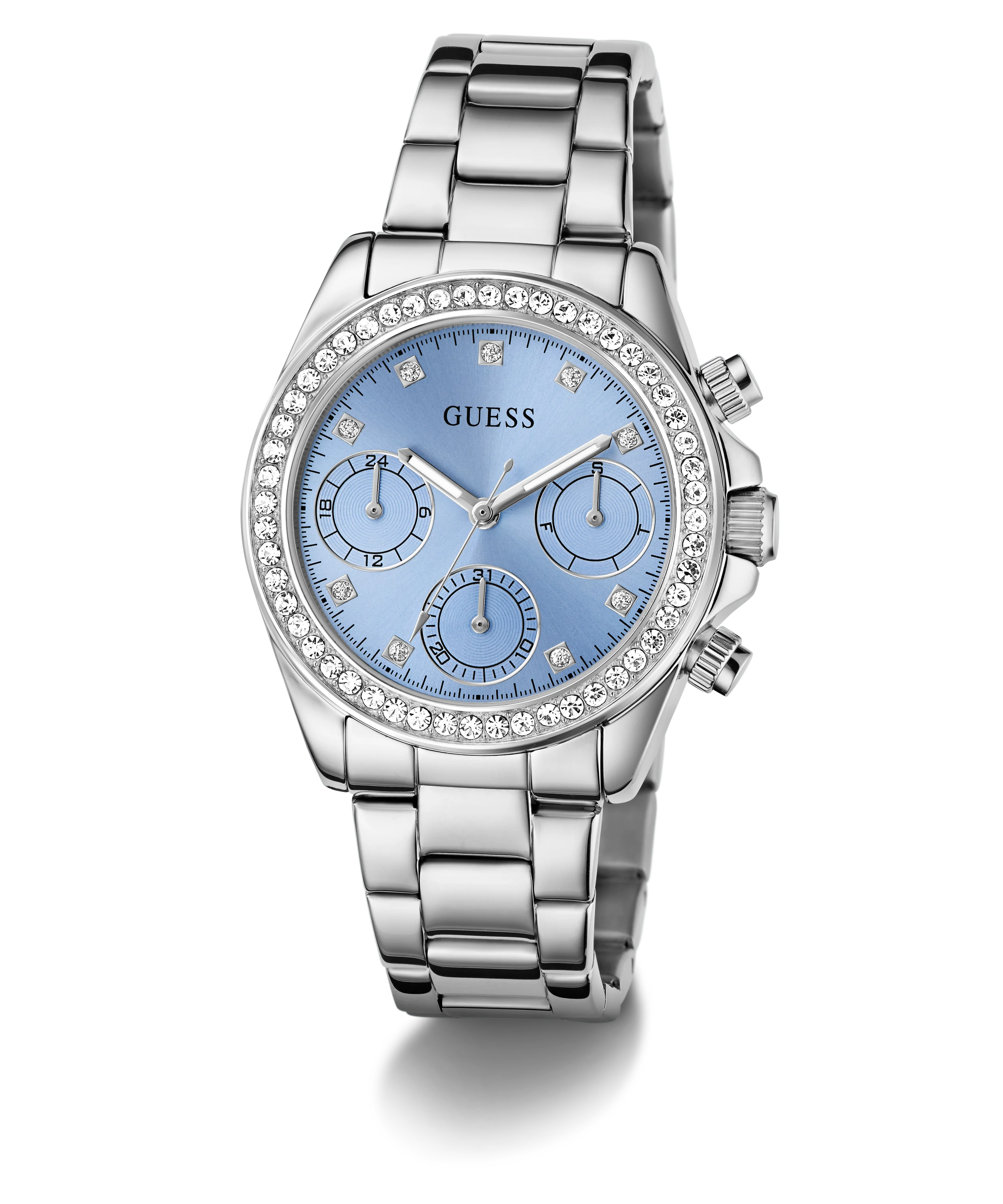 GUESS Ladies Victoria Silver Tone Multifunction Watch