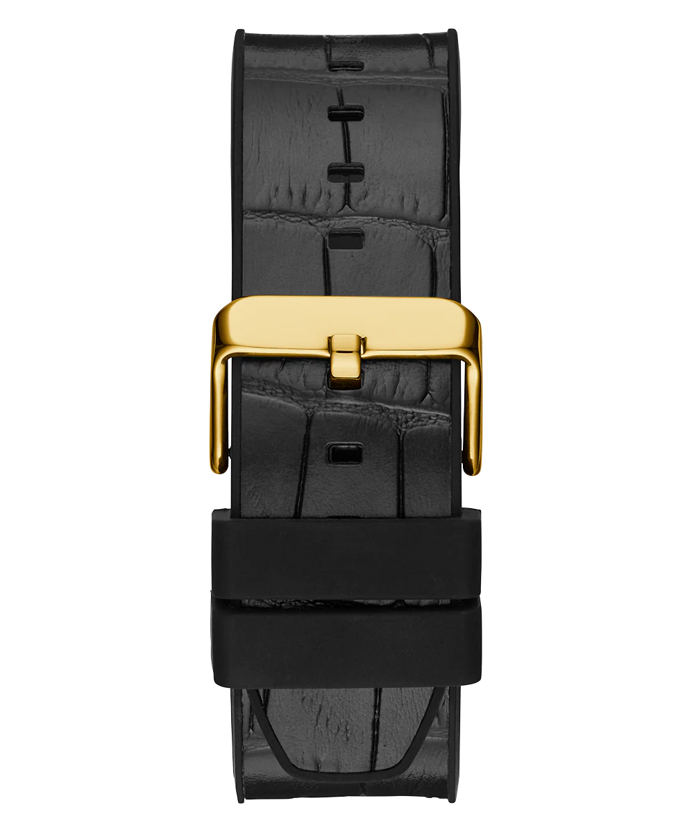 GUESS Mens Black Gold Tone Multi-function Watch