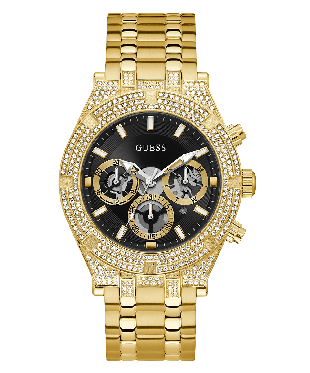 GUESS Mens Gold Tone Multi-function Watch
