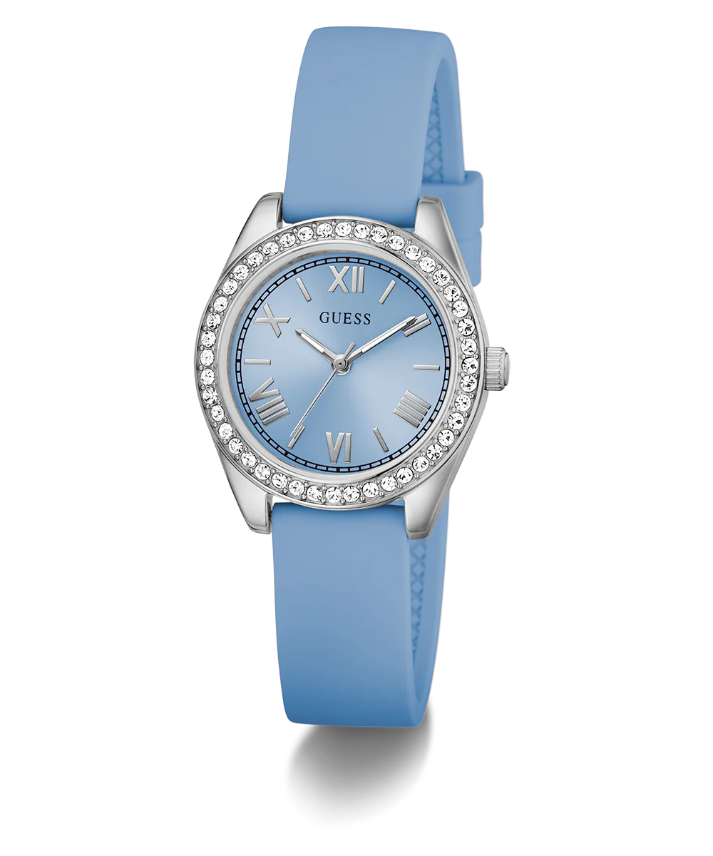 GUESS Ladies Mini Luna Blue Silver Tone Analog Watch
