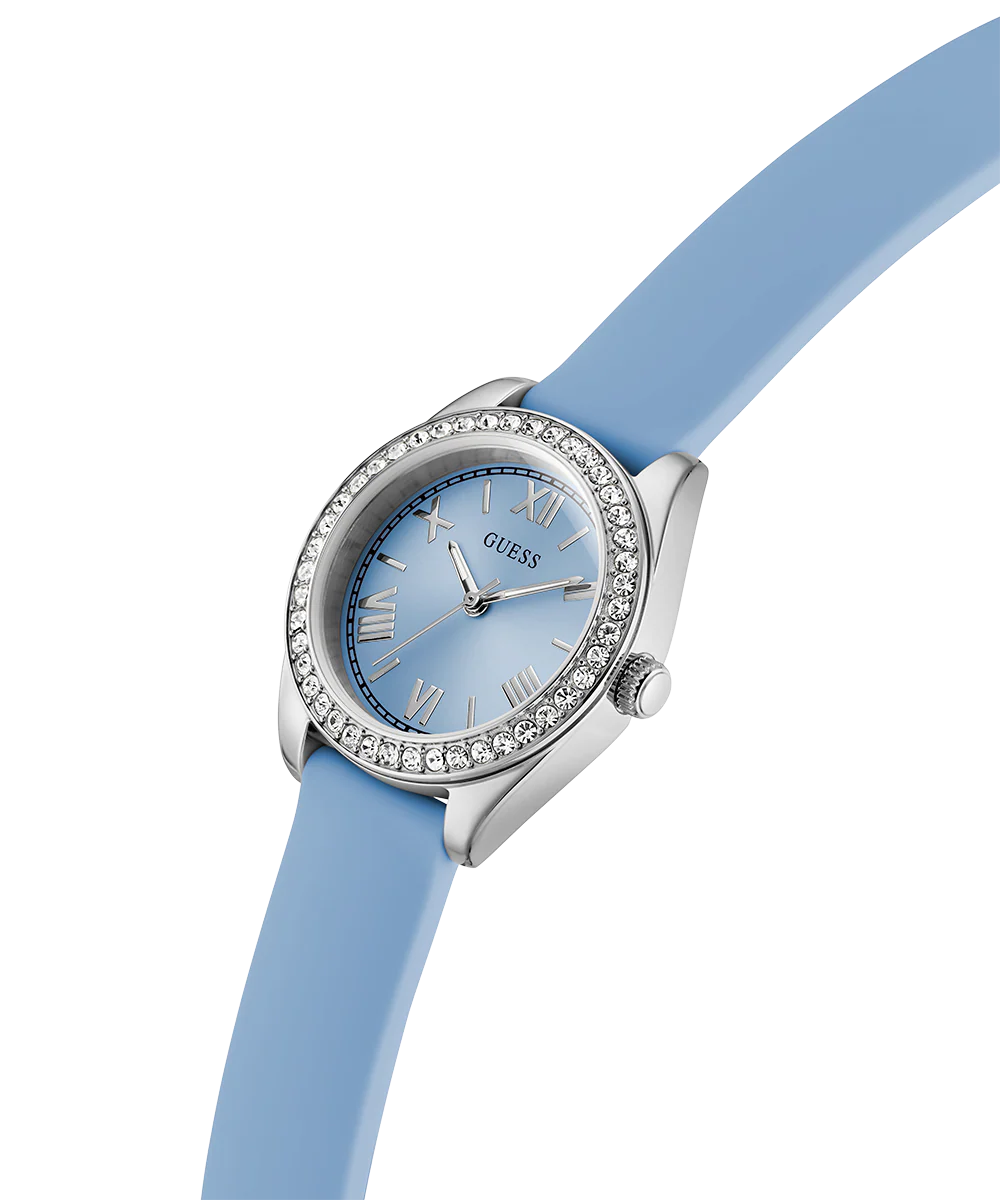 GUESS Ladies Mini Luna Blue Silver Tone Analog Watch