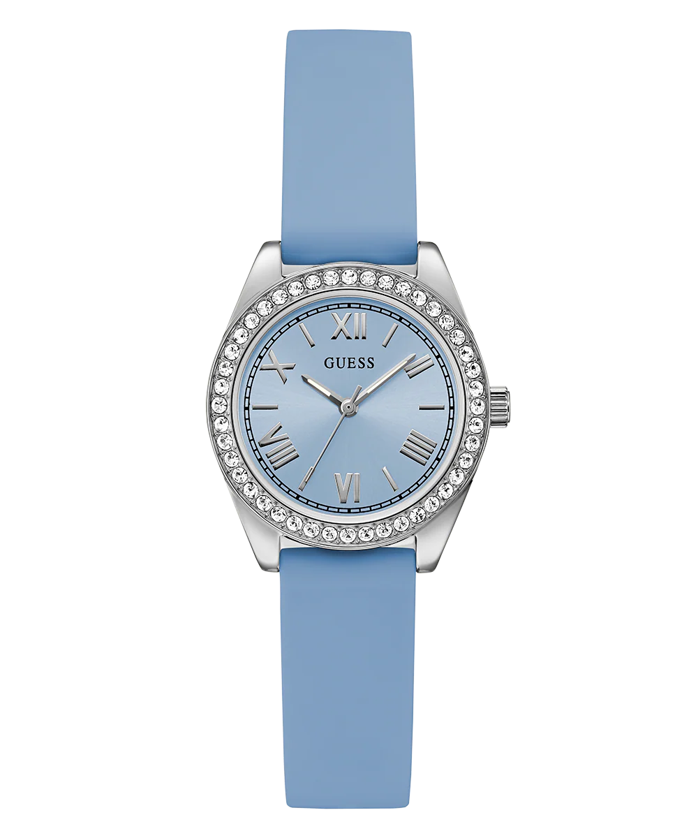 GUESS Ladies Mini Luna Blue Silver Tone Analog Watch