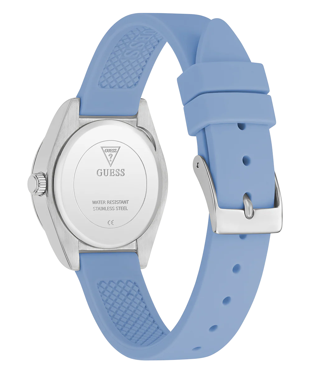 GUESS Ladies Mini Luna Blue Silver Tone Analog Watch