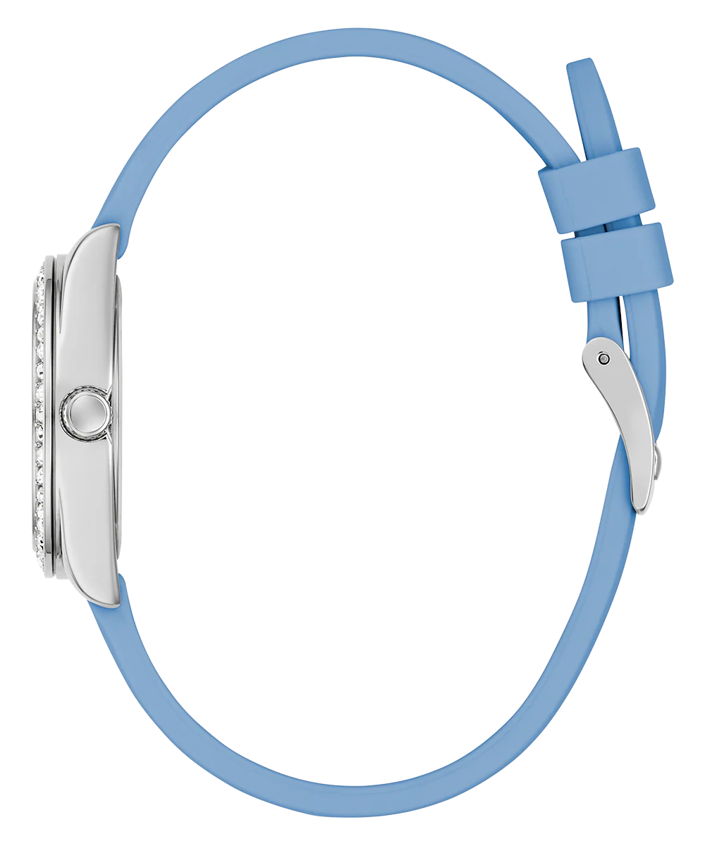 GUESS Ladies Mini Luna Blue Silver Tone Analog Watch