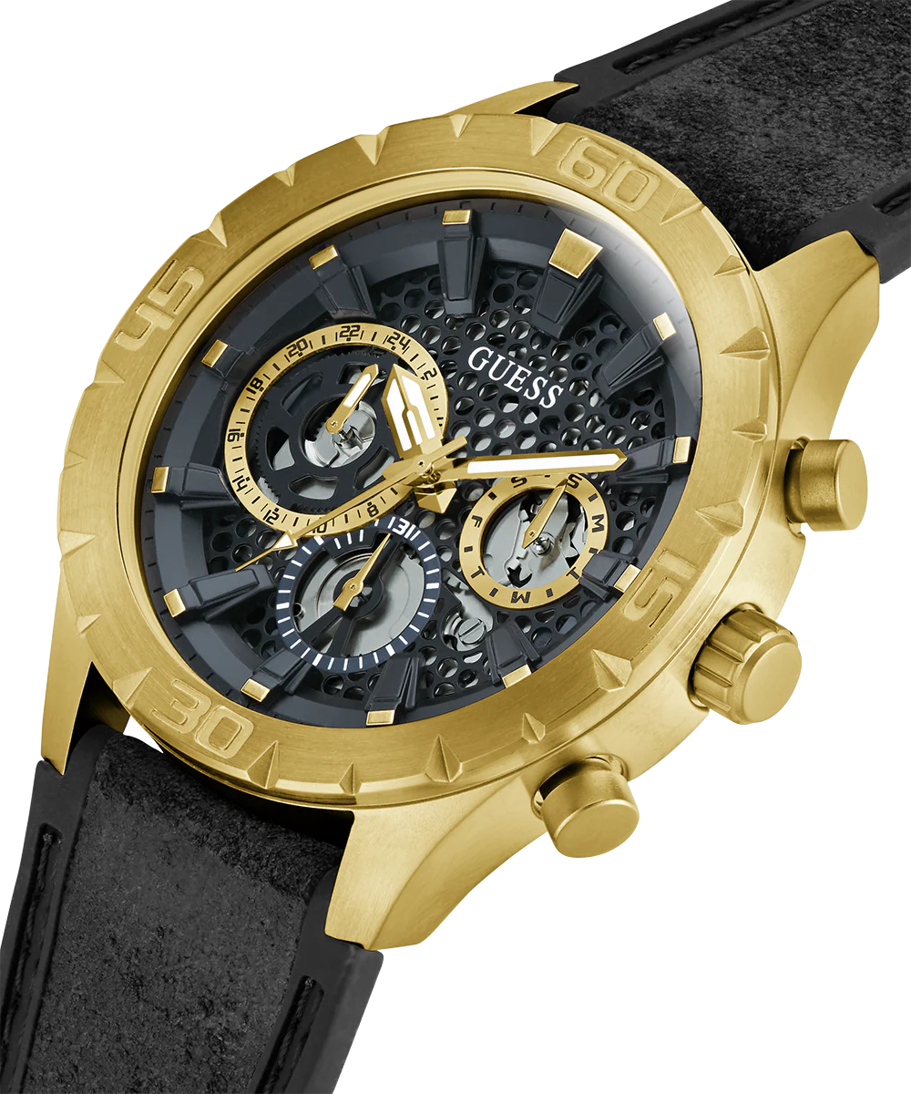 1192-guess-mens-black-gold-tone-multi-function-watch-2.webp GUESS Mens Black Gold Tone Multi-function Watch
