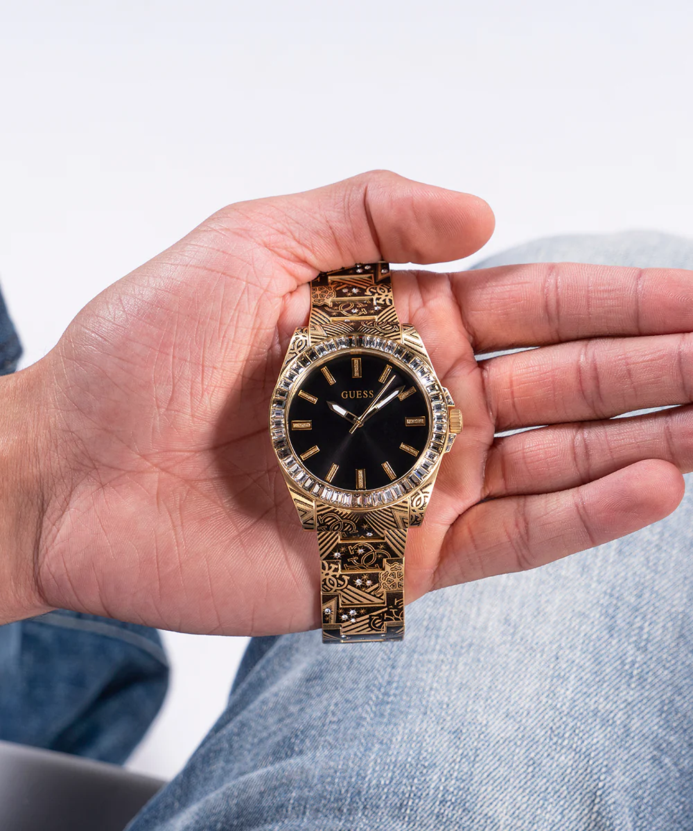 GUESS Mens Gold Tone Analog Watch