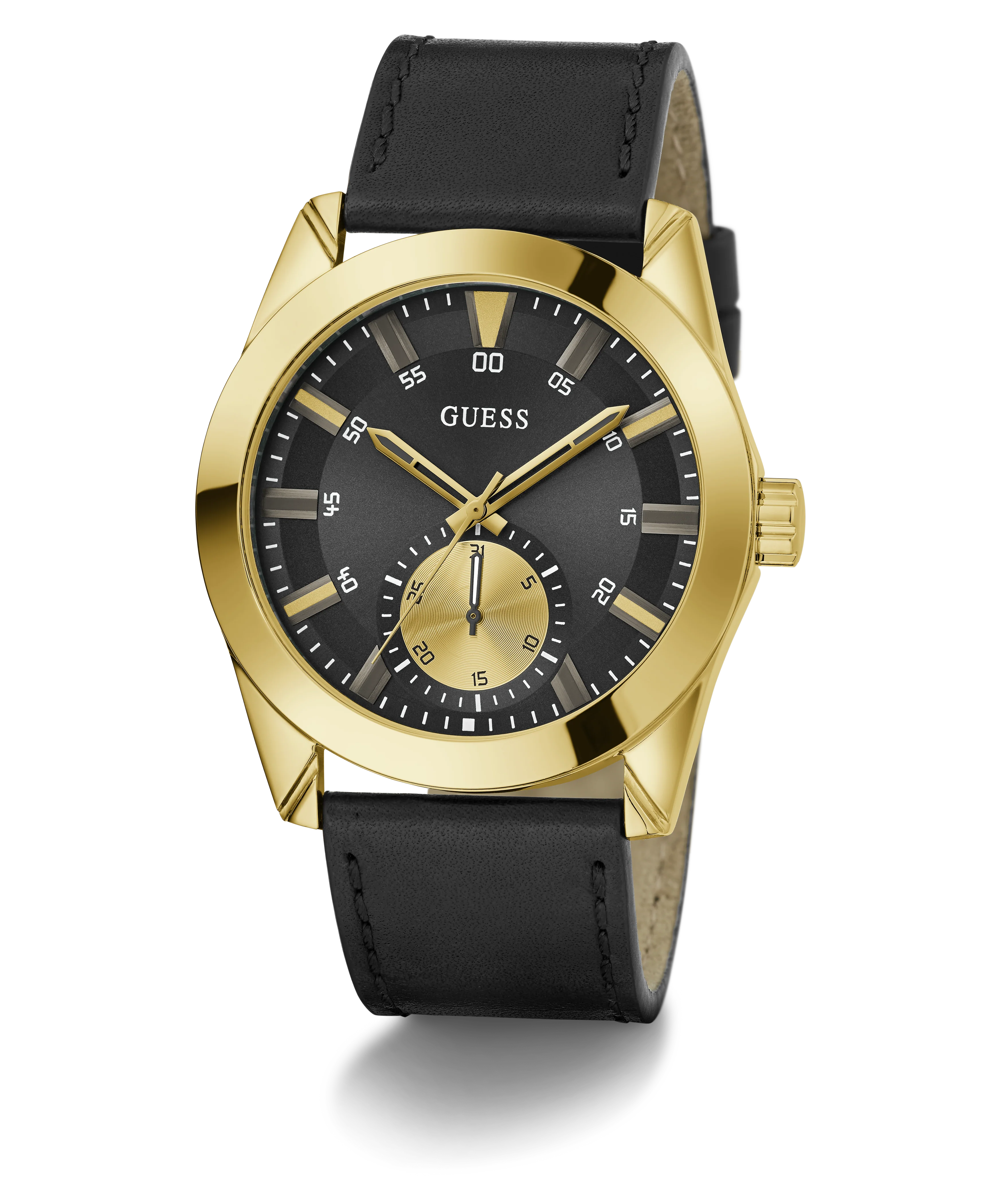Guess Mens Black Gold Tone Multi-function Watch