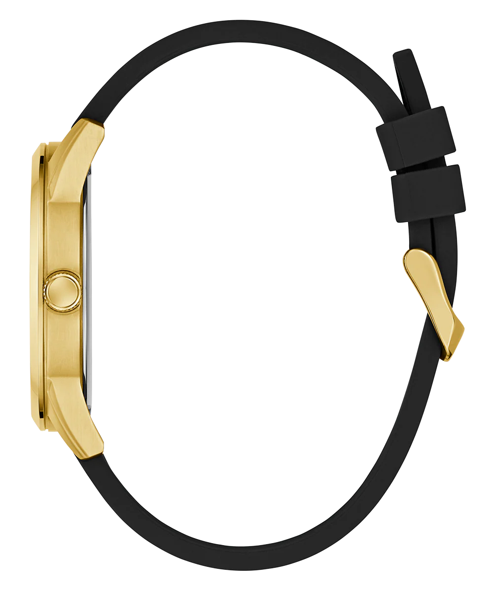 GUESS Mens Black Gold Tone Analog Watch