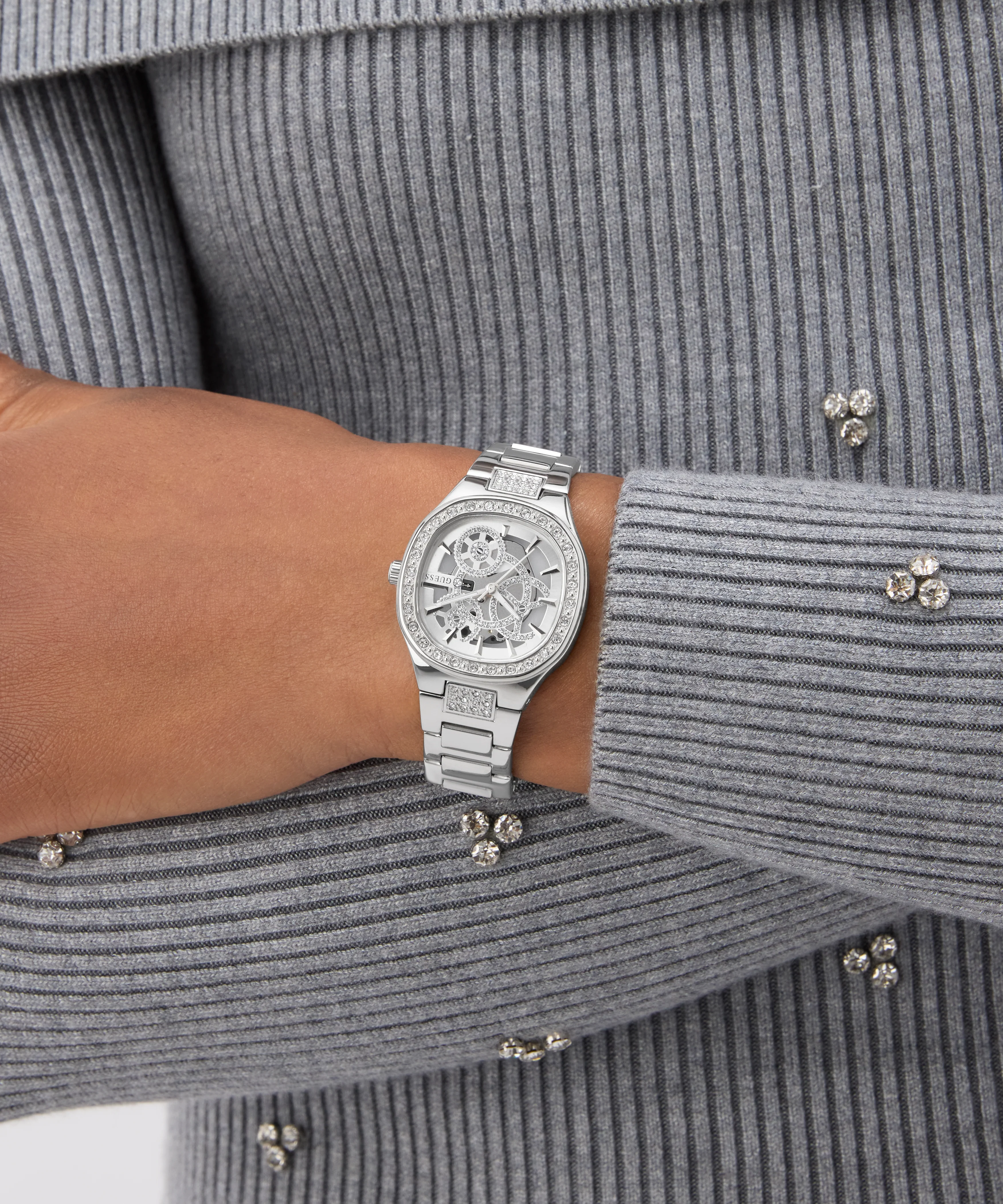 GUESS Ladies Silver Tone Analog Watch