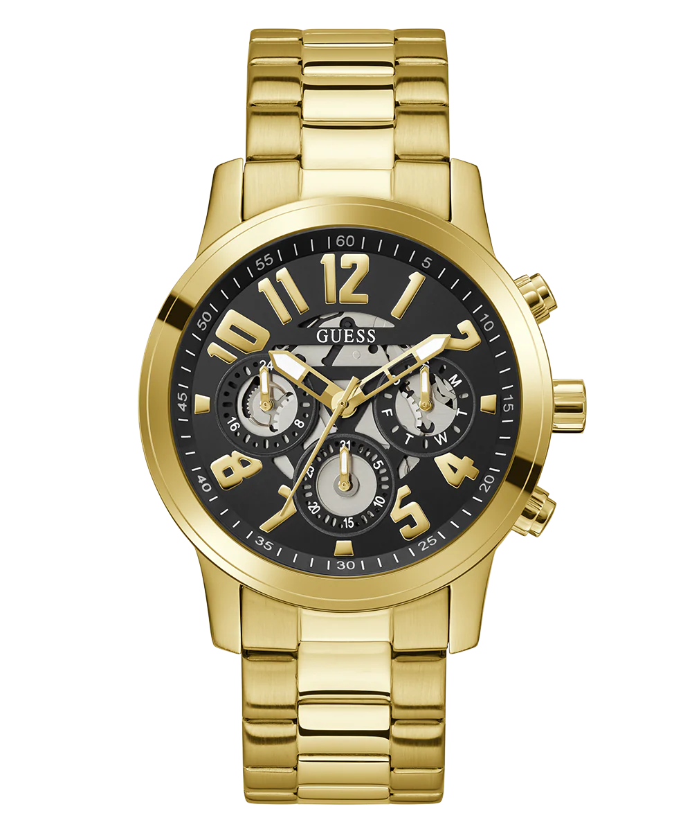 GUESS Mens Gold Tone Multi-function Watch