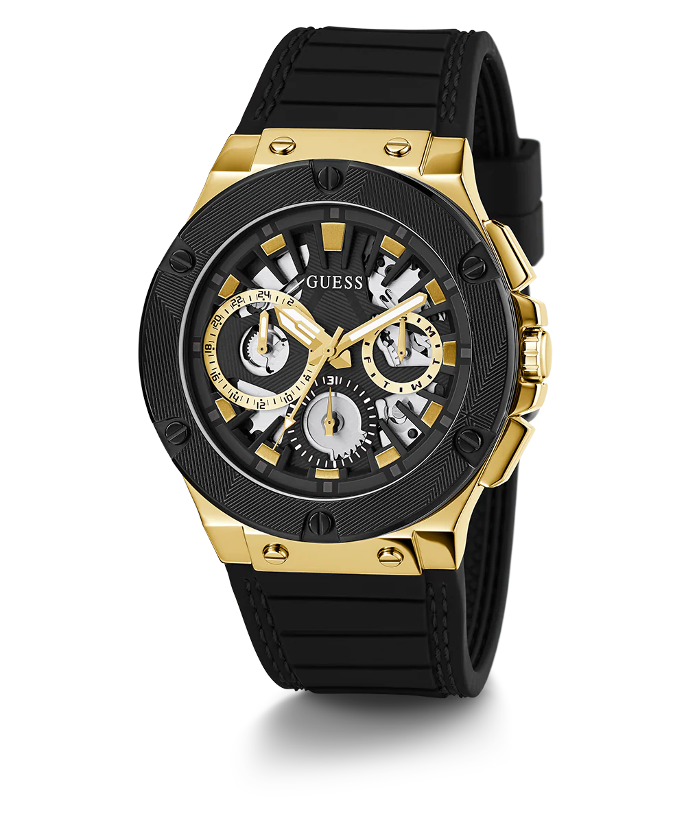 1207-guess-mens-black-gold-tone-multi-function-watch-1.webp GUESS Mens Black Gold Tone Multi-function Watch