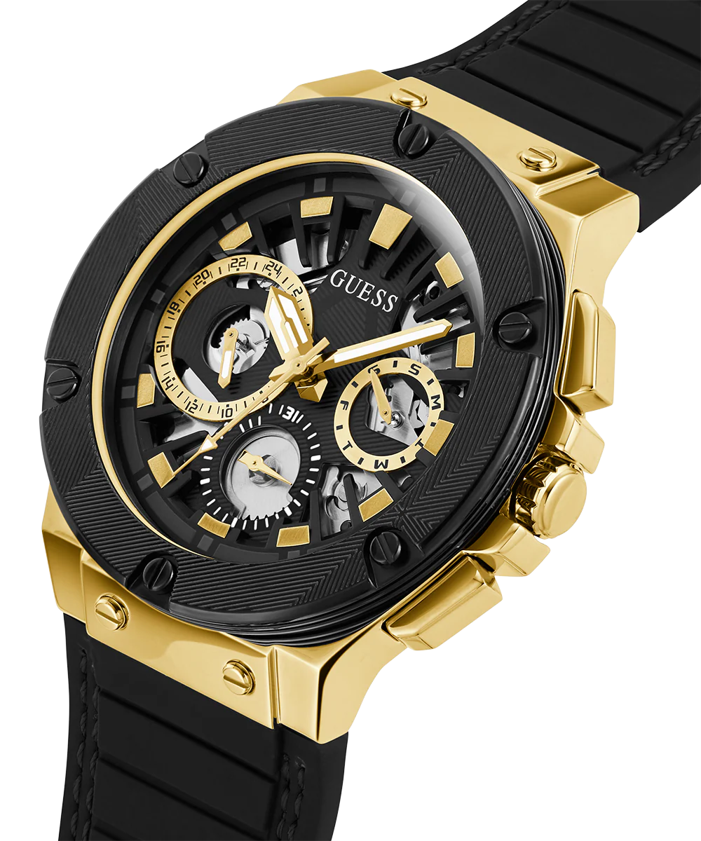 1207-guess-mens-black-gold-tone-multi-function-watch-2.webp GUESS Mens Black Gold Tone Multi-function Watch