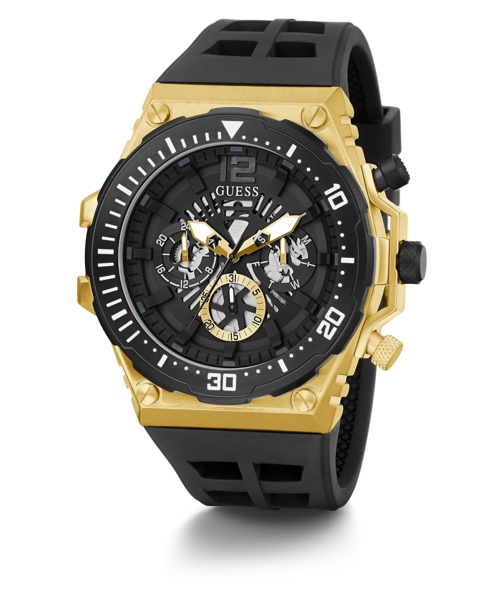 1209-guess-mens-black-gold-tone-multi-function-watch-1.webp GUESS Mens Black Gold Tone Multi-function Watch