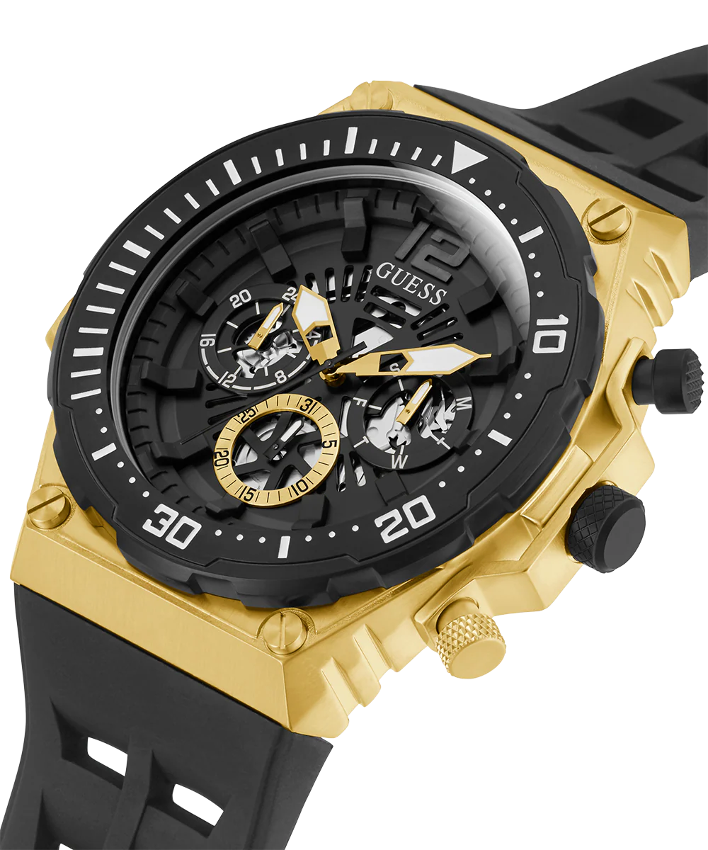 1209-guess-mens-black-gold-tone-multi-function-watch-2.webp GUESS Mens Black Gold Tone Multi-function Watch
