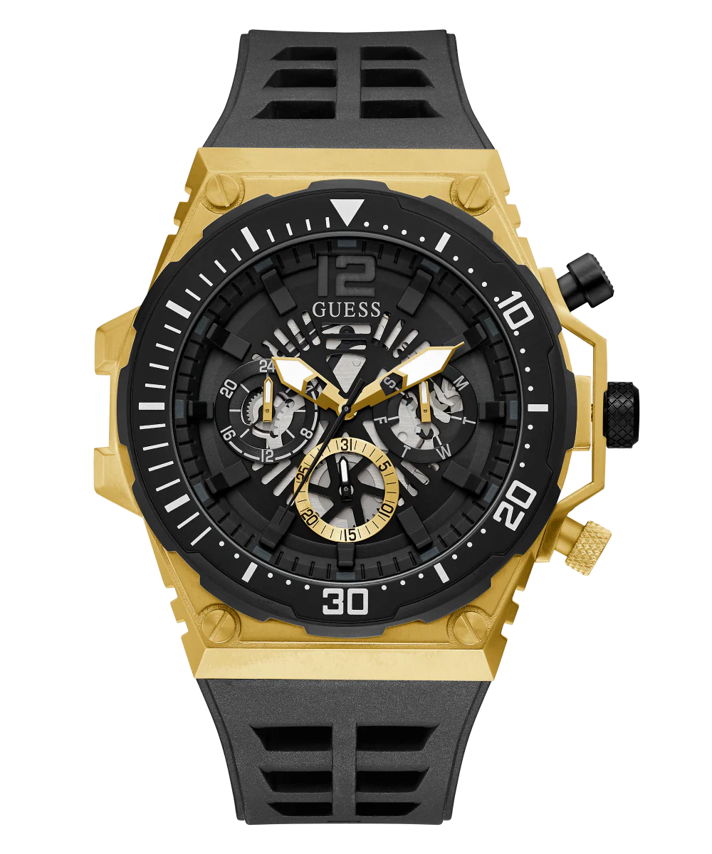 1209-guess-mens-black-gold-tone-multi-function-watch-3.webp GUESS Mens Black Gold Tone Multi-function Watch