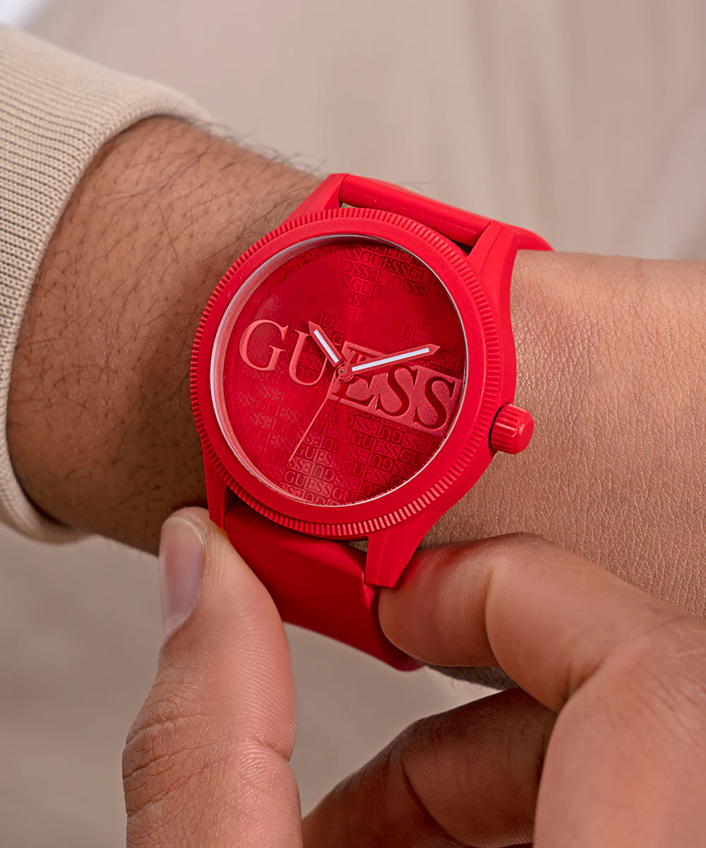 GUESS Mens Red Analog Watch