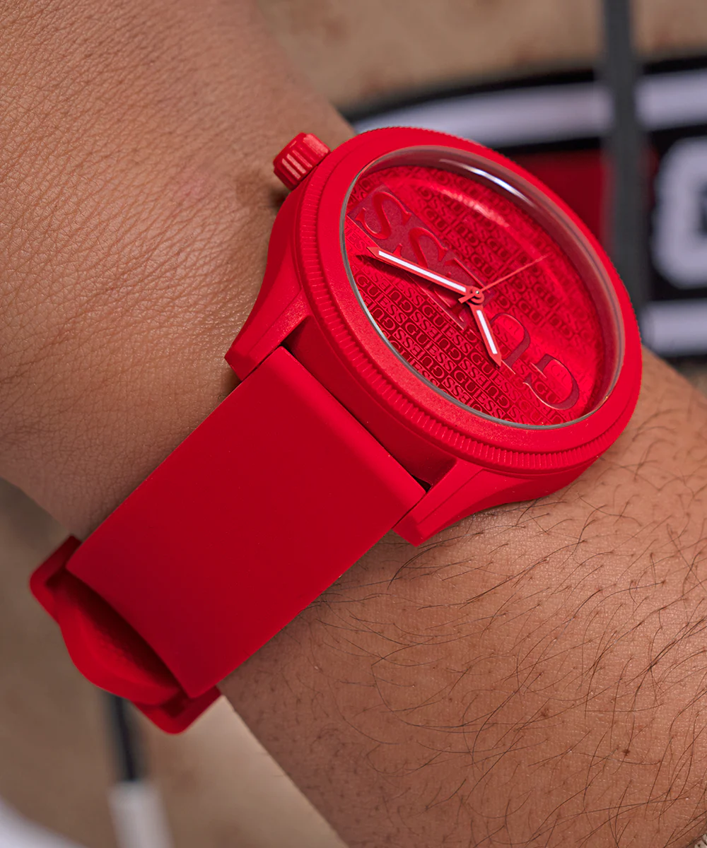 GUESS Mens Red Analog Watch