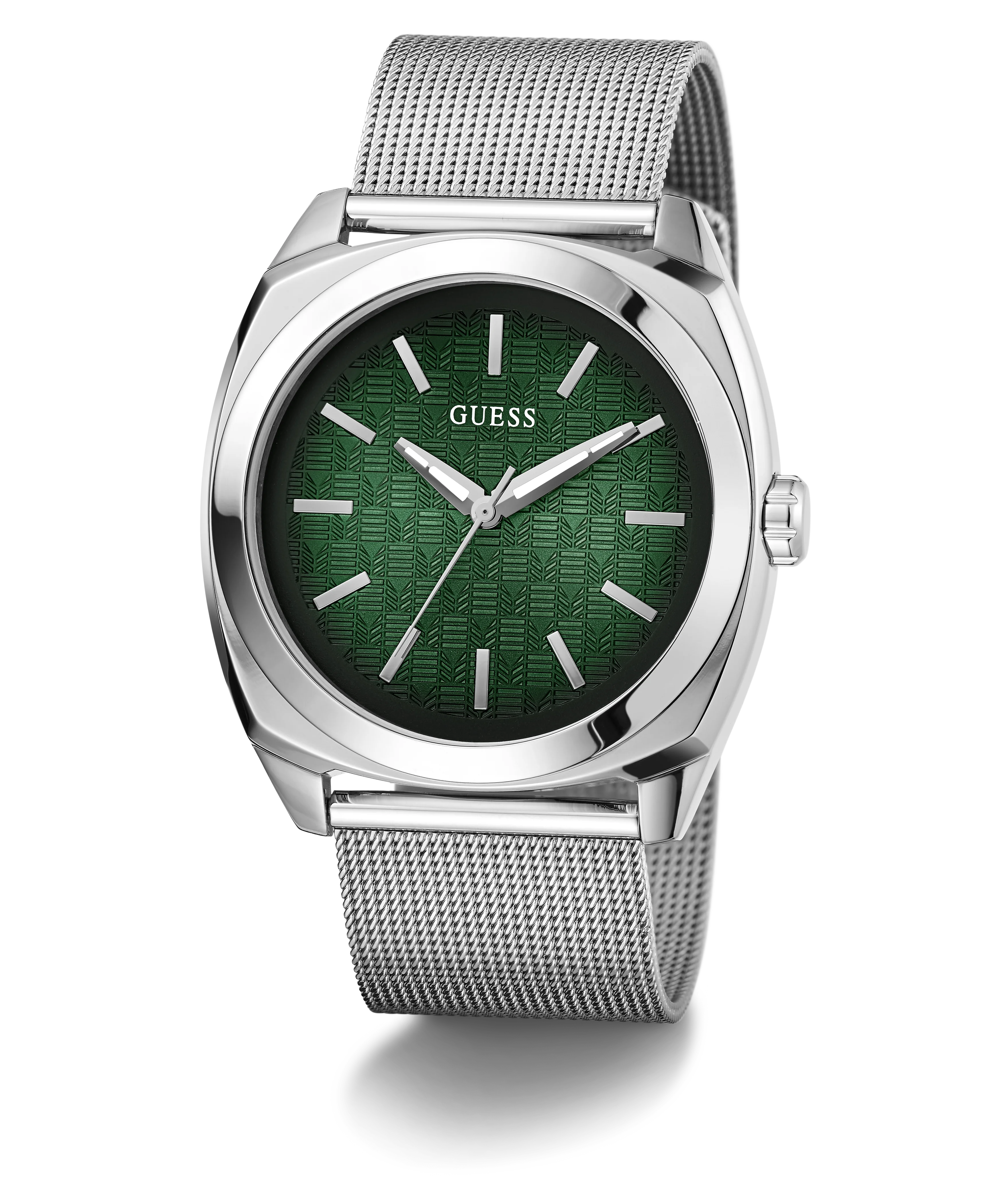 GUESS Mens Silver Tone Analog Watch