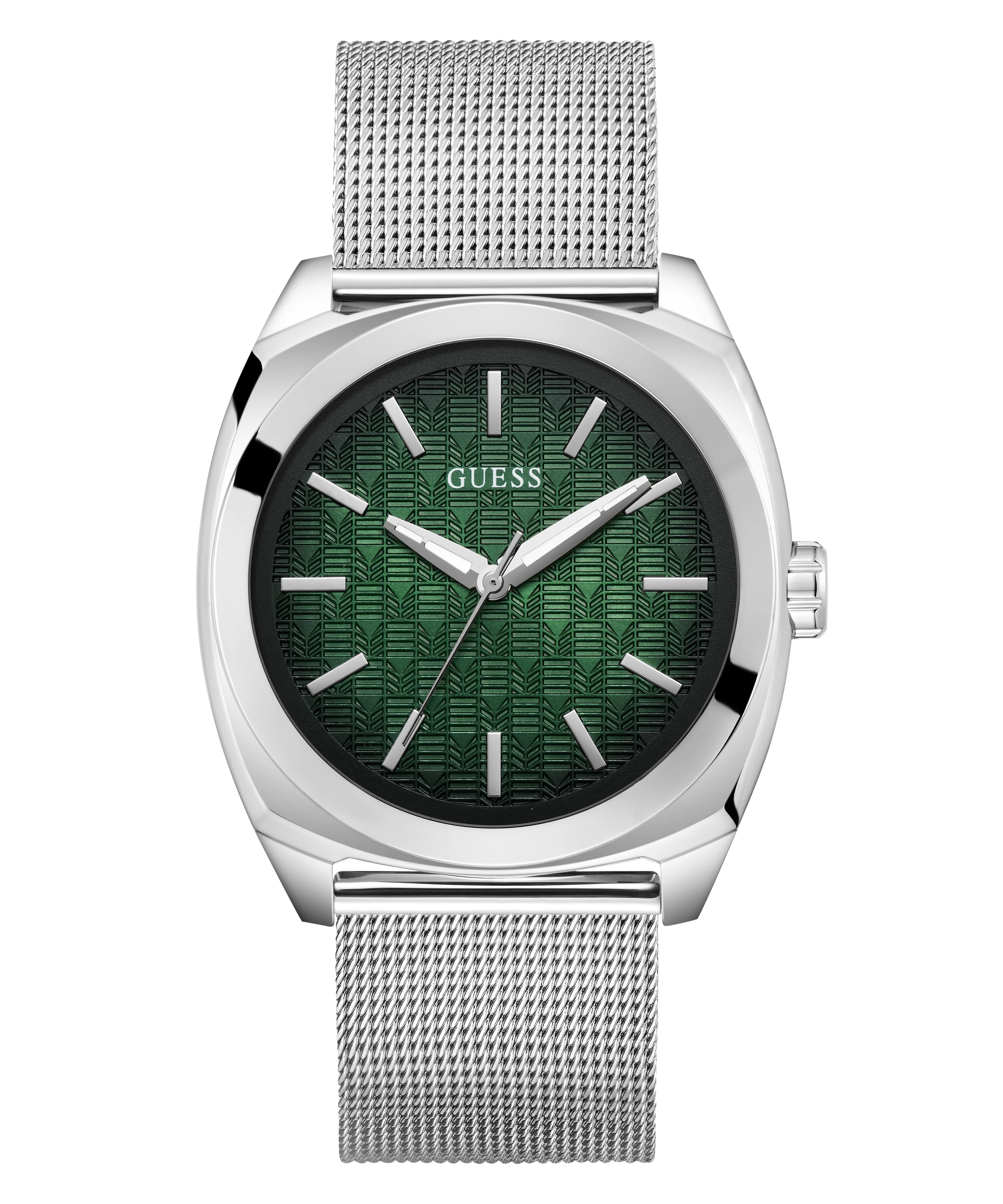 GUESS Mens Silver Tone Analog Watch