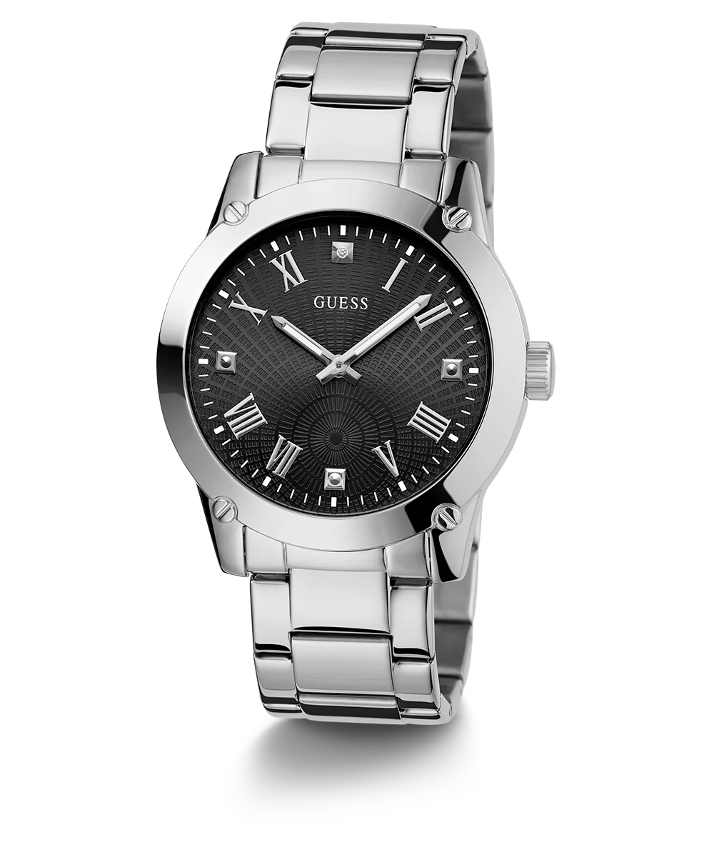 GUESS Mens Silver Tone Analog Watch