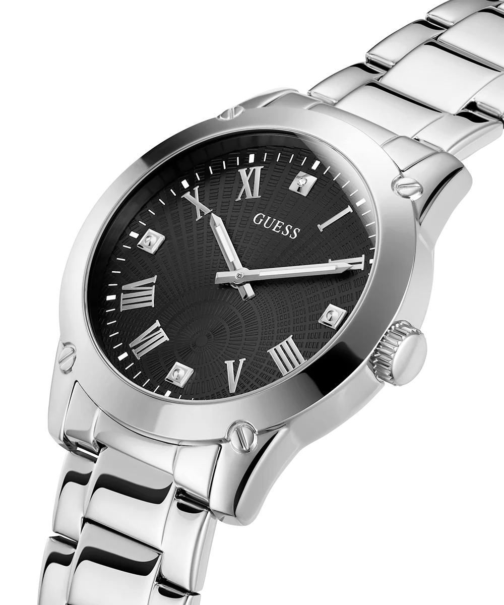 GUESS Mens Silver Tone Analog Watch